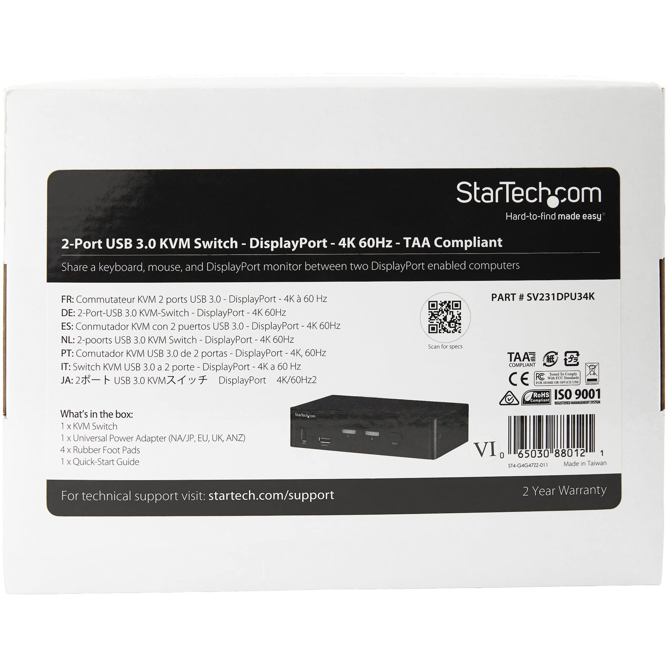startech-com-st12mhdlan-series-switch-kvm-displayport-2-ports-4k-60hz-avec-hub-u image 8