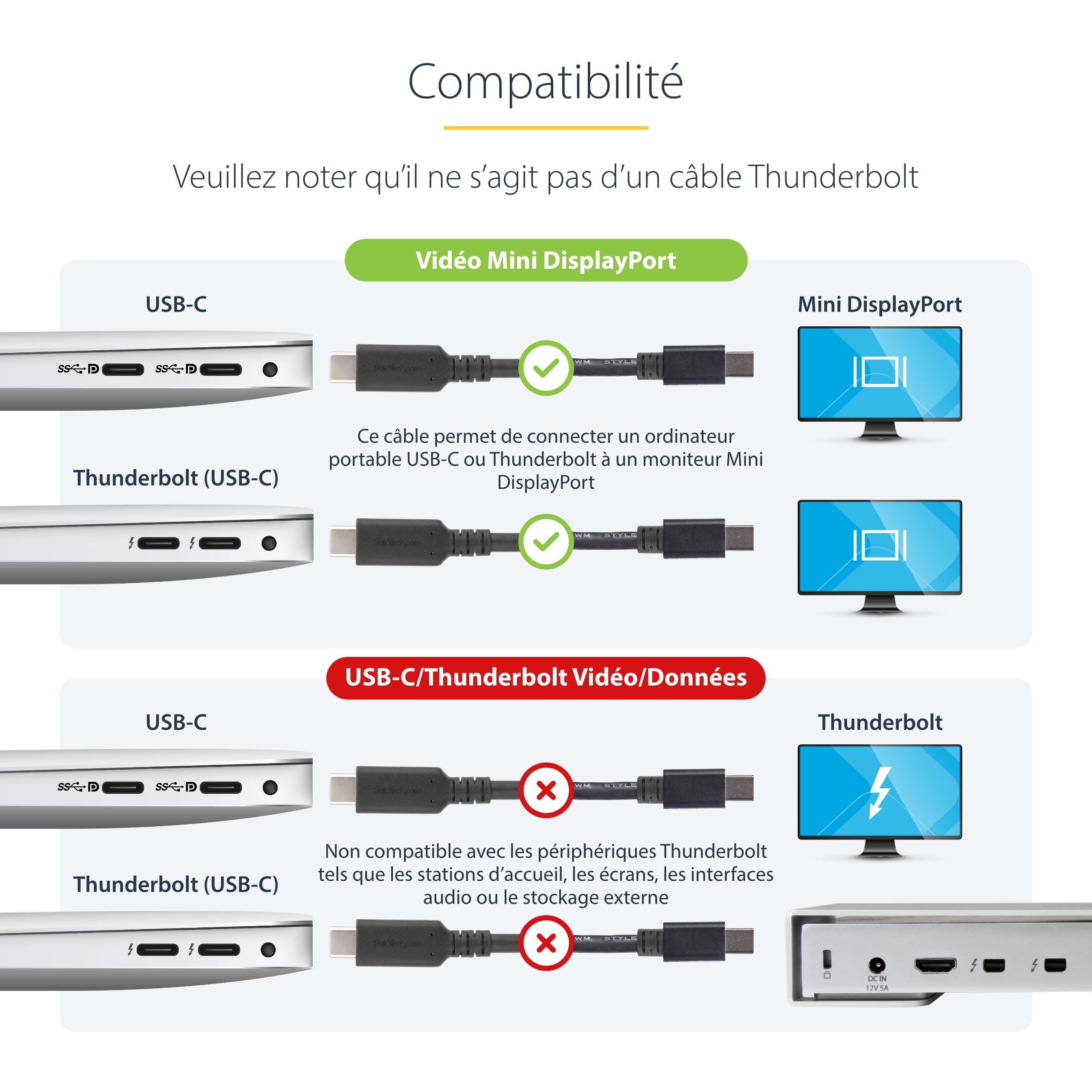 startech-com-c-ble-usb-c-vers-mini-displayport-1-2-1m-4k-60hz-noir image 4