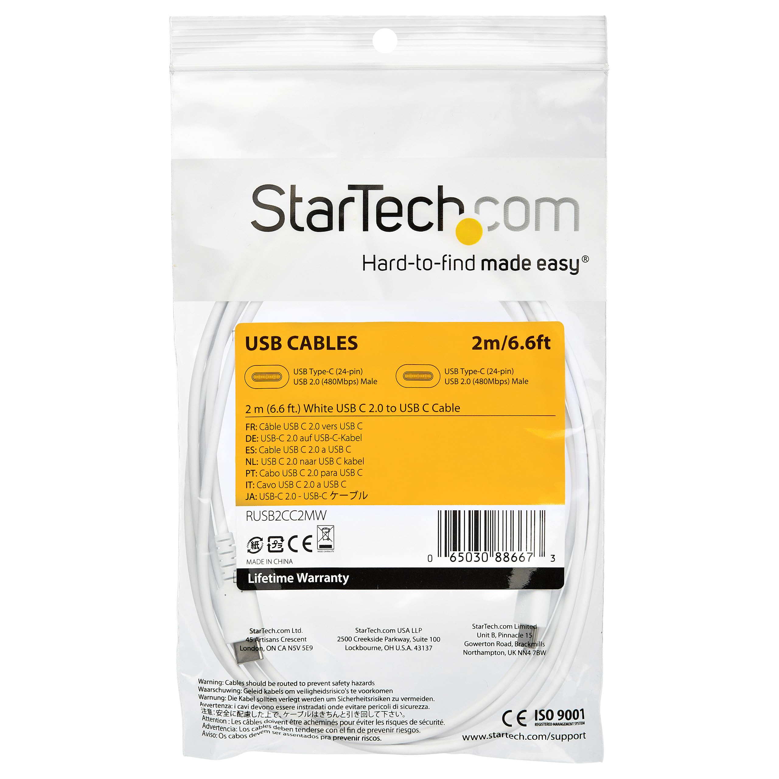 startech-com-c-ble-usb-c-vers-usb-c-2m-60w-pd-blanc-s-rie-pm1115xx image 5