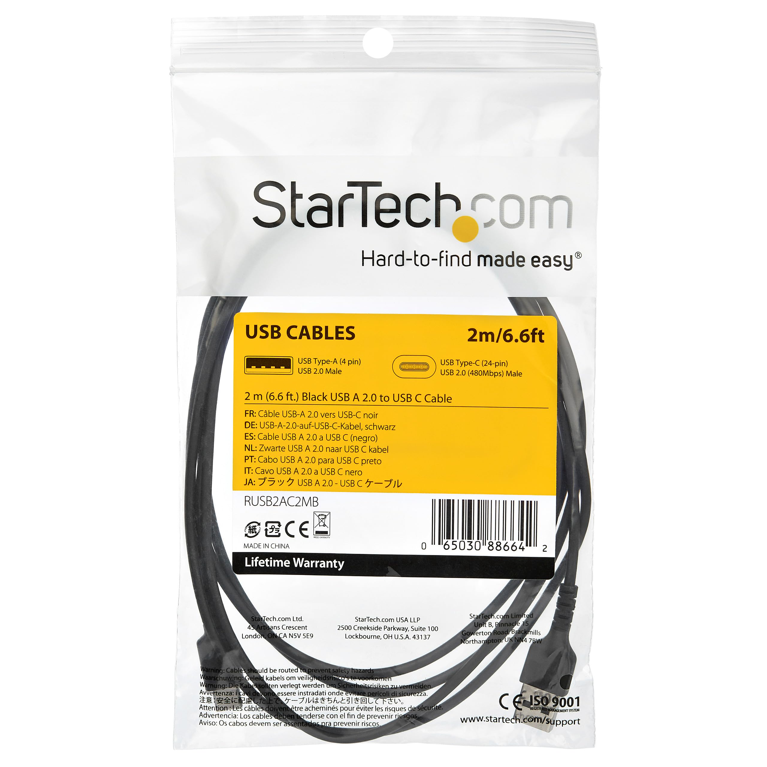 startech-com-c-ble-usb-a-vers-usb-c-2m-charge-3a-sync-usb-2-0-robuste-noir image 6