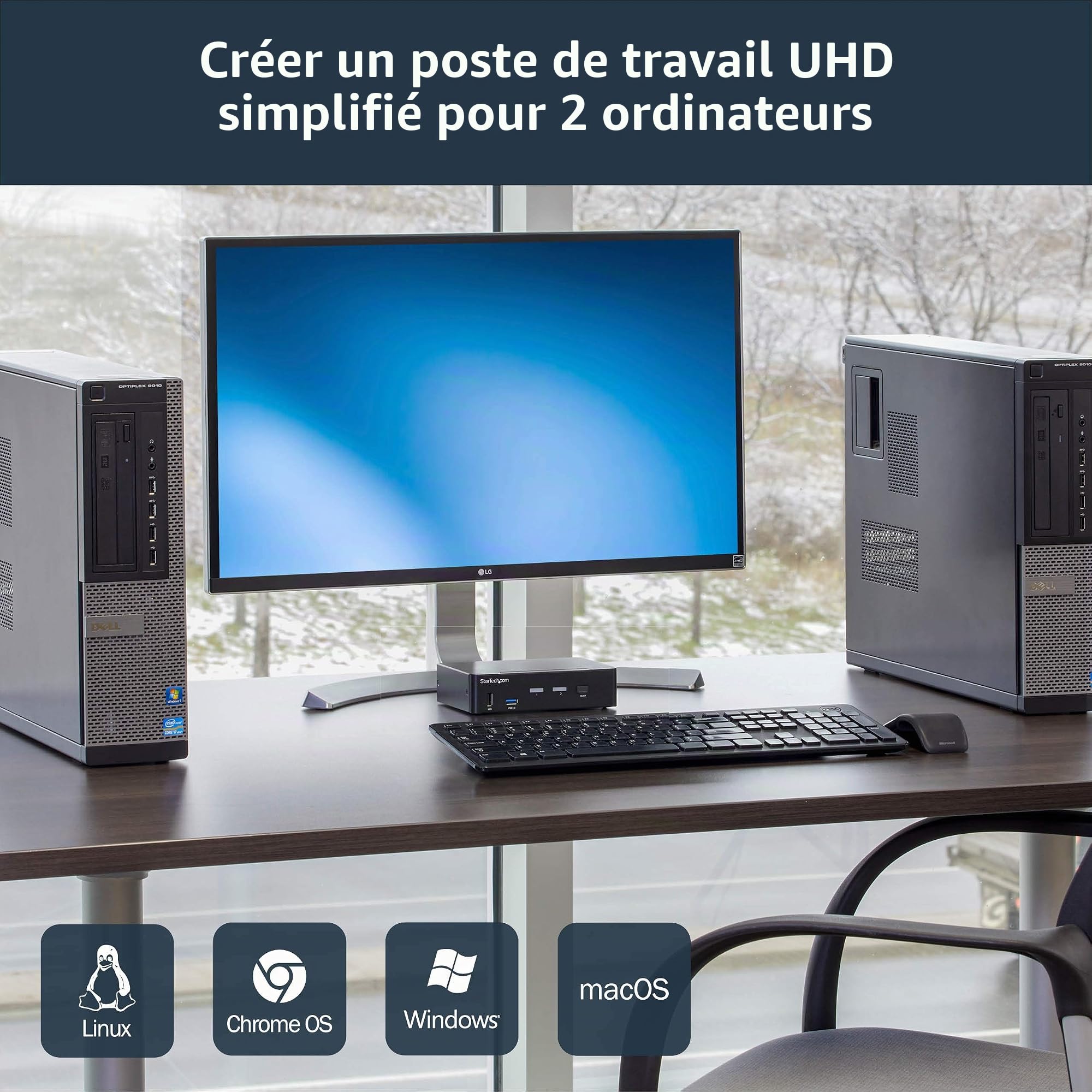 startech-com-st12mhdlan-series-switch-kvm-displayport-2-ports-4k-60hz-avec-hub-u image 7