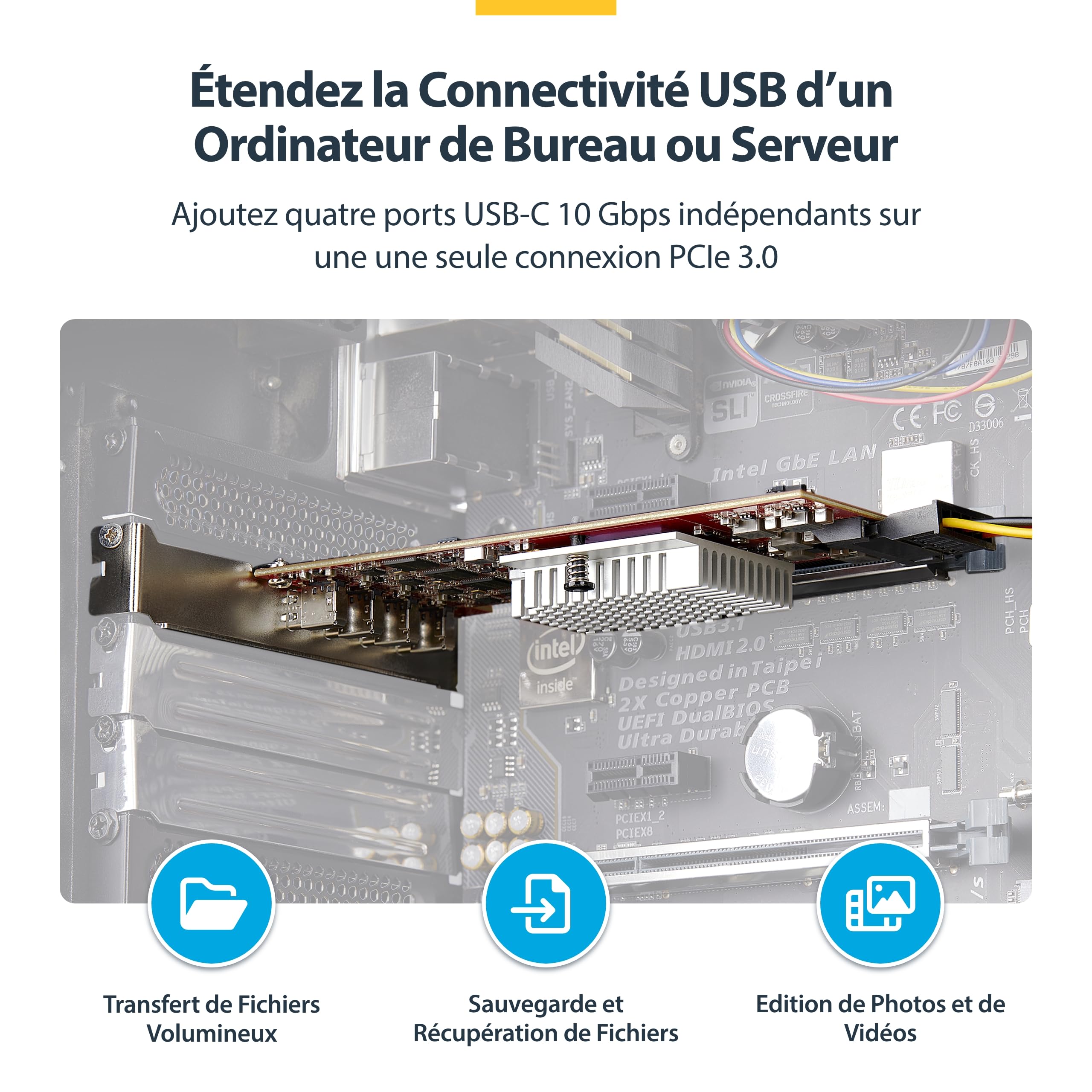 startech-com-carte-pcie-4-ports-usb-c-10gbps-usb-3-2-gen-2-p10q4c-usb-card-lp image 2