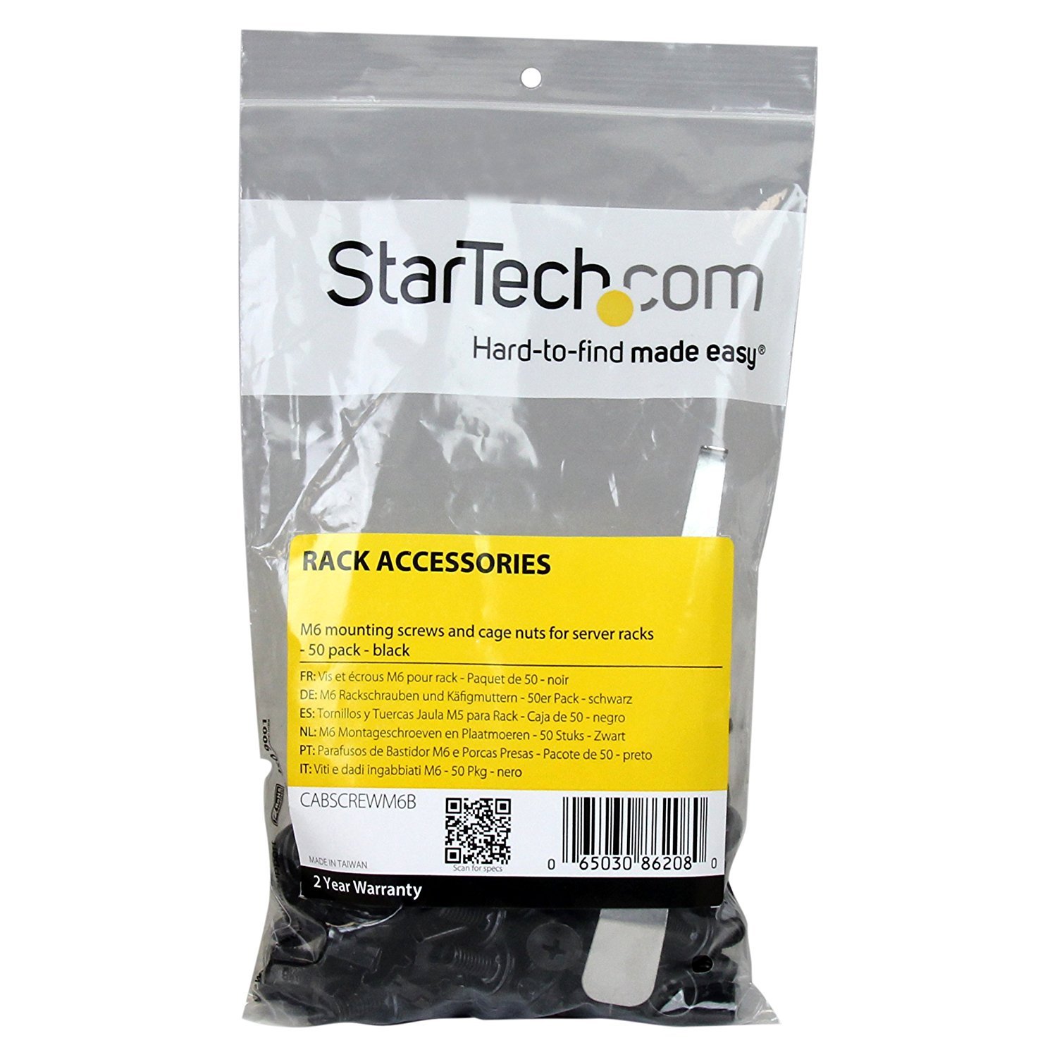 startech-com-kit-50-vis-m6-12-mm-et-crous-cage-trou-carr-outil-noir image 2