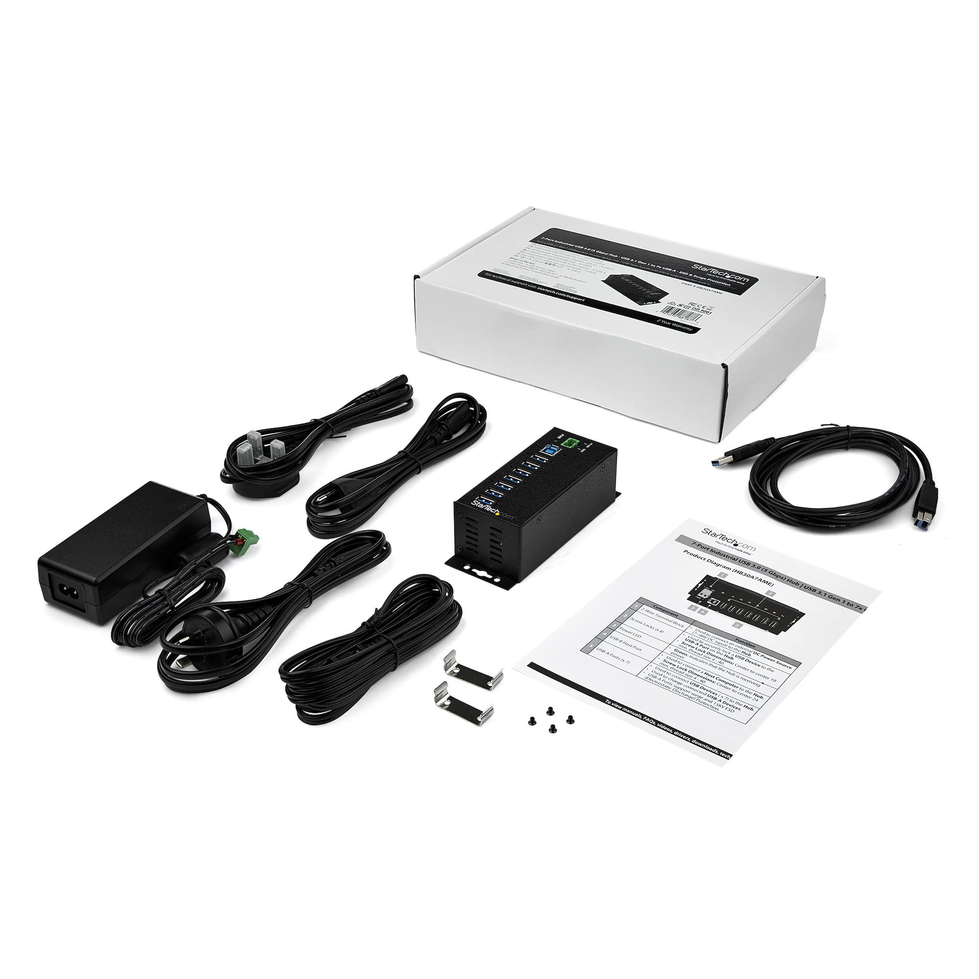startech-com-hub-industriel-usb-3-0-7-ports-5gbps-hb30a7ame-m-tal-esd image 5