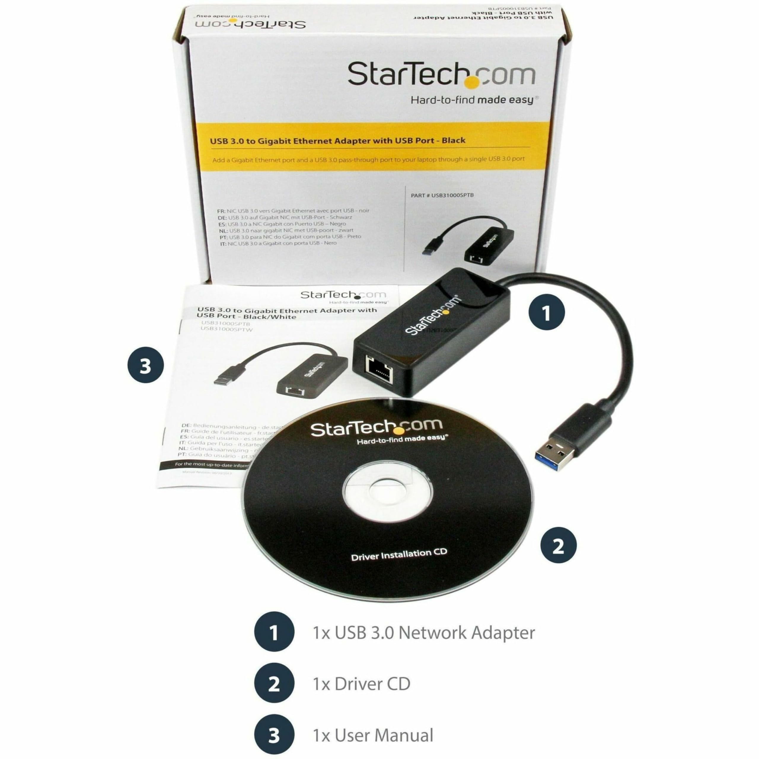 startech-com-usb31000sptb-adaptateur-ethernet-usb-3-0-gigabit-rj45-hub-usb image 8