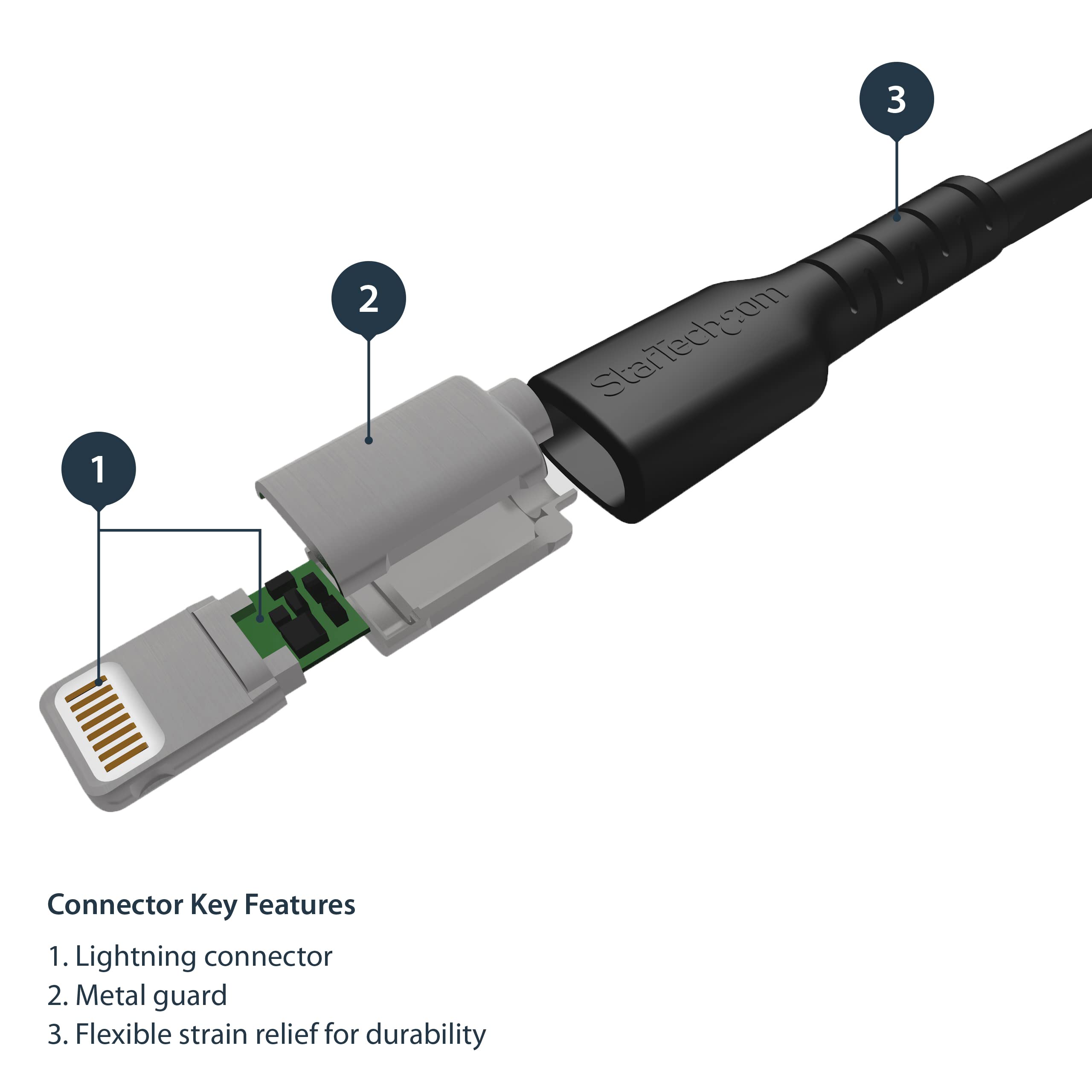 startech-com-c-ble-lightning-vers-usb-renforc-1-m-certifi-apple-mfi-noir image 3