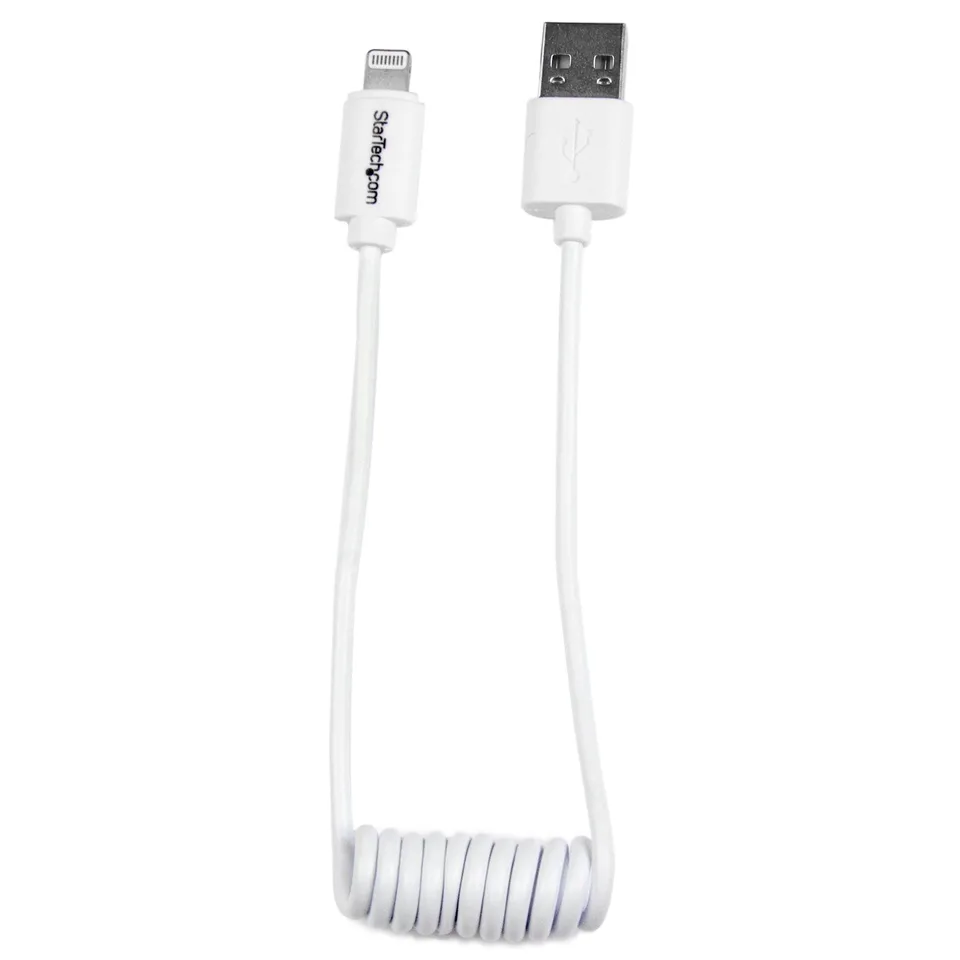 startech-com-c-ble-lightning-vers-usb-spiral-30-cm-blanc-m-m image 1