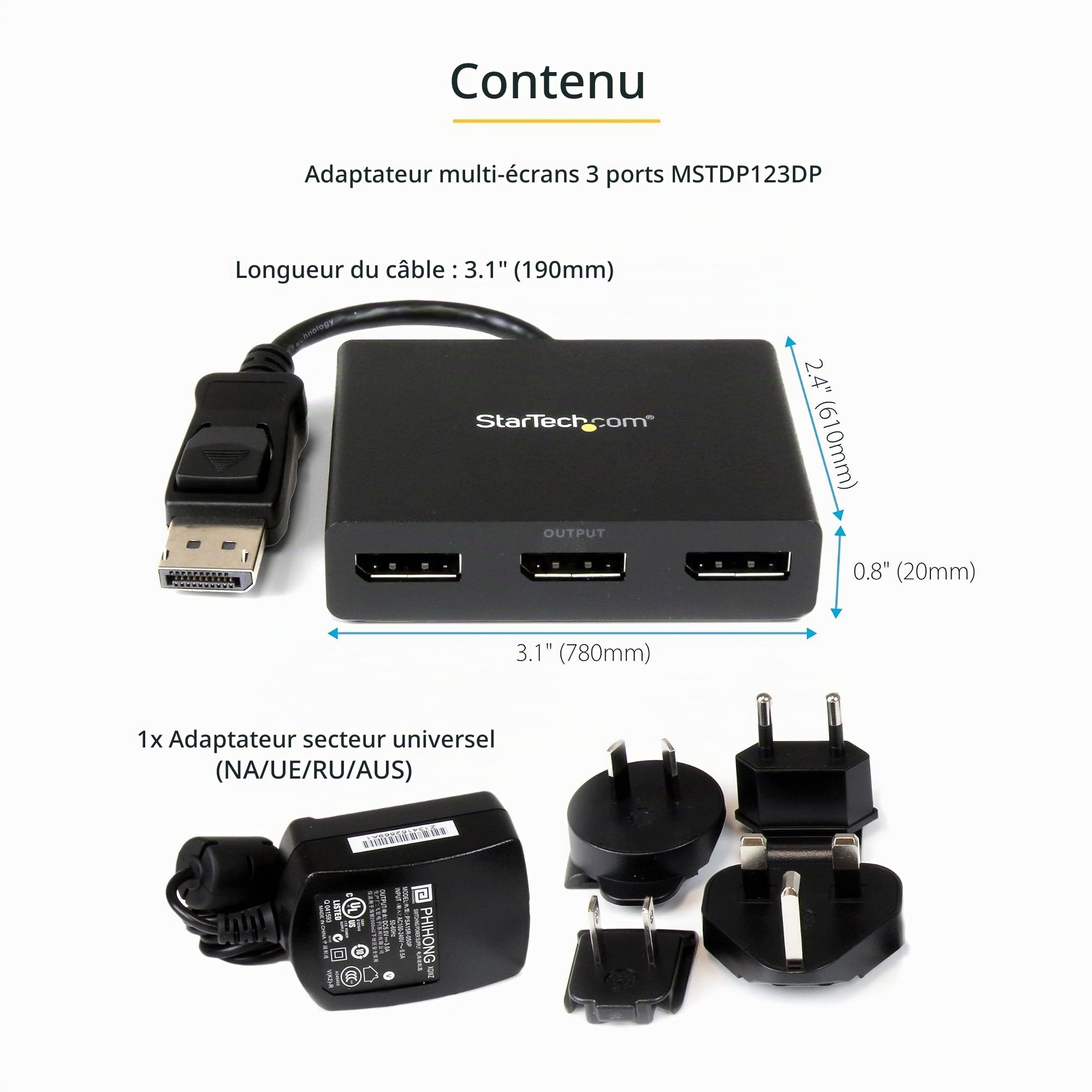 startech-com-mstdp123dp-hub-mst-displayport-1-2-vers-3x-displayport-4k image 5