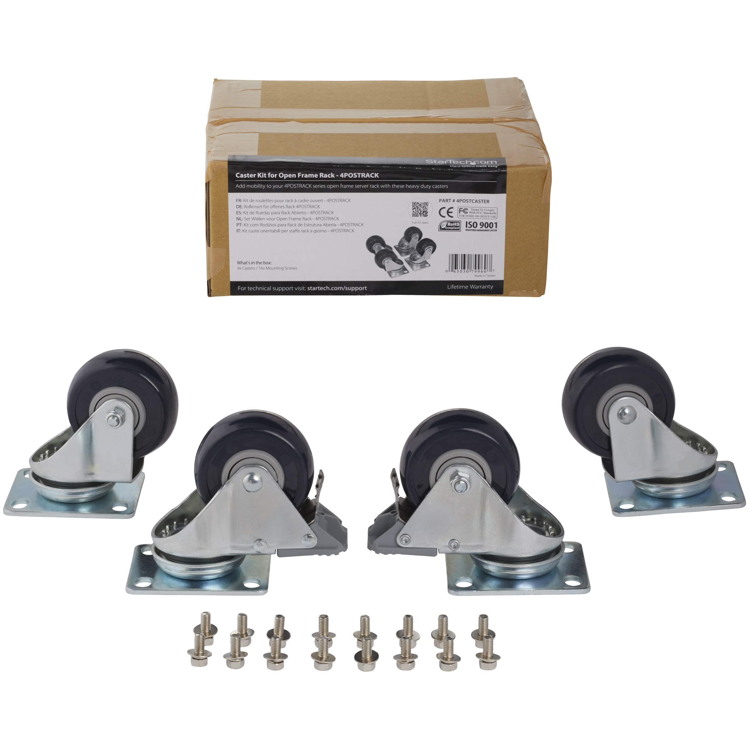 startech-com-4postcaster-kit-4-roulettes-pivotantes-pour-rack-4-montants-200-kg image 4