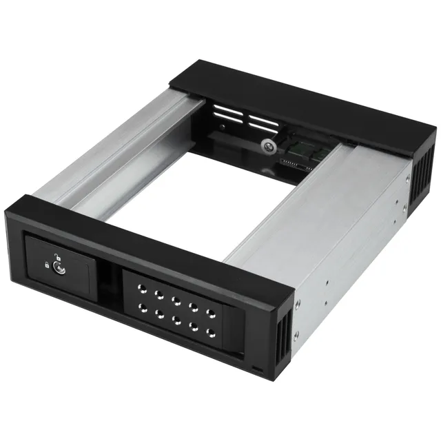 startech-com-baie-mobile-sata-sas-3-5-sans-tiroir-aluminium-5-25-hsb1satsasba image 1