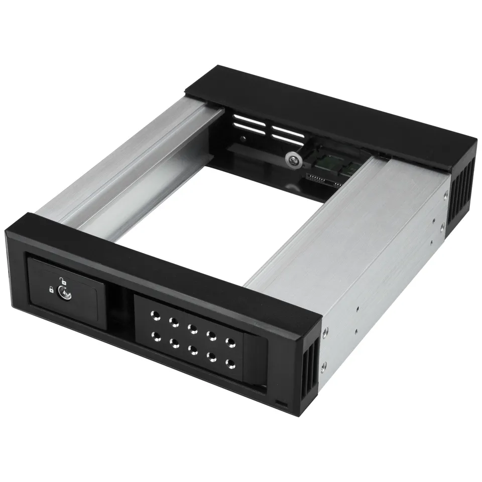 startech-com-baie-mobile-sata-sas-3-5-sans-tiroir-aluminium-5-25-hsb1satsasba image 1
