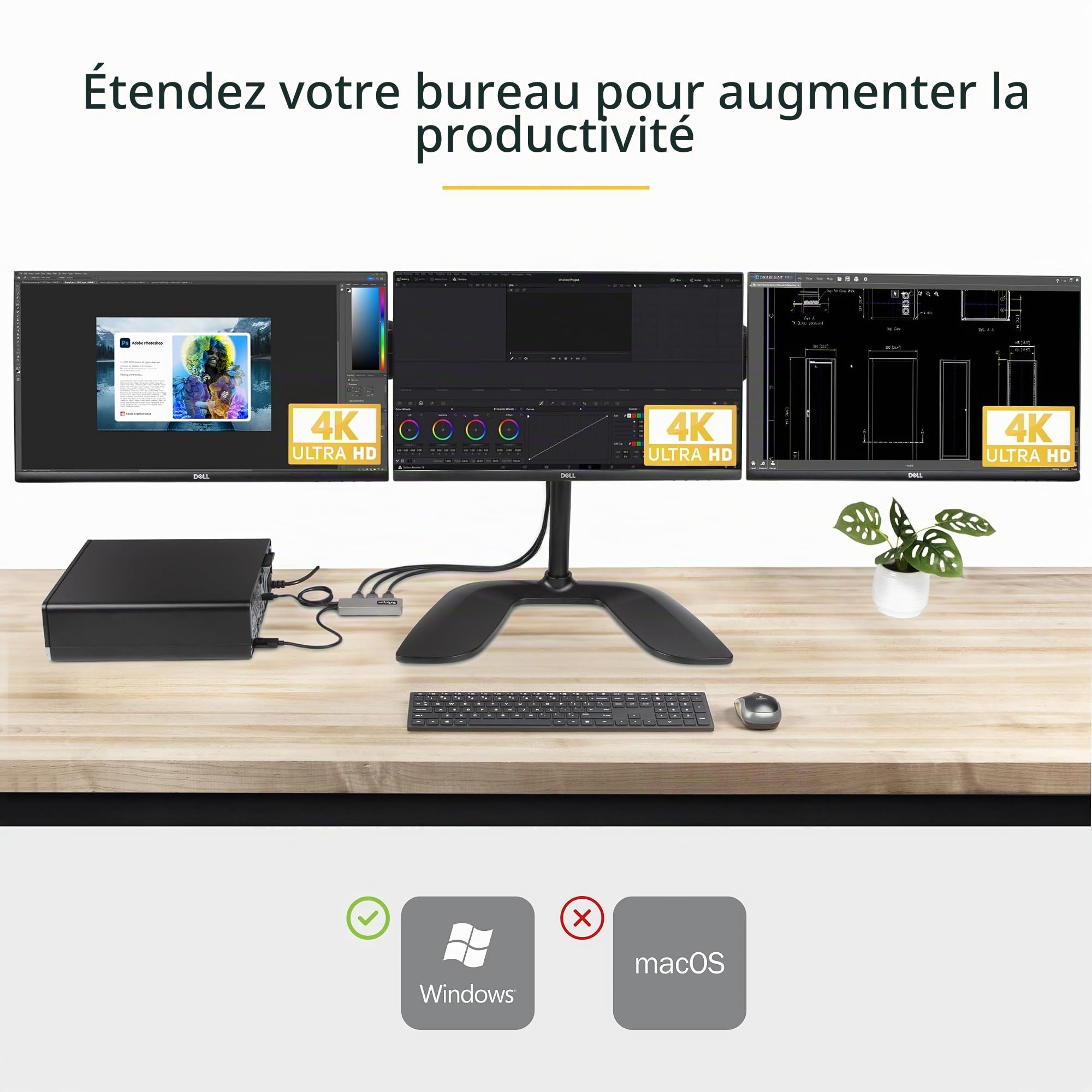 startech-com-hub-mst-displayport-1-4-vers-3x-hdmi-4k-60hz-hdr-30cm image 2