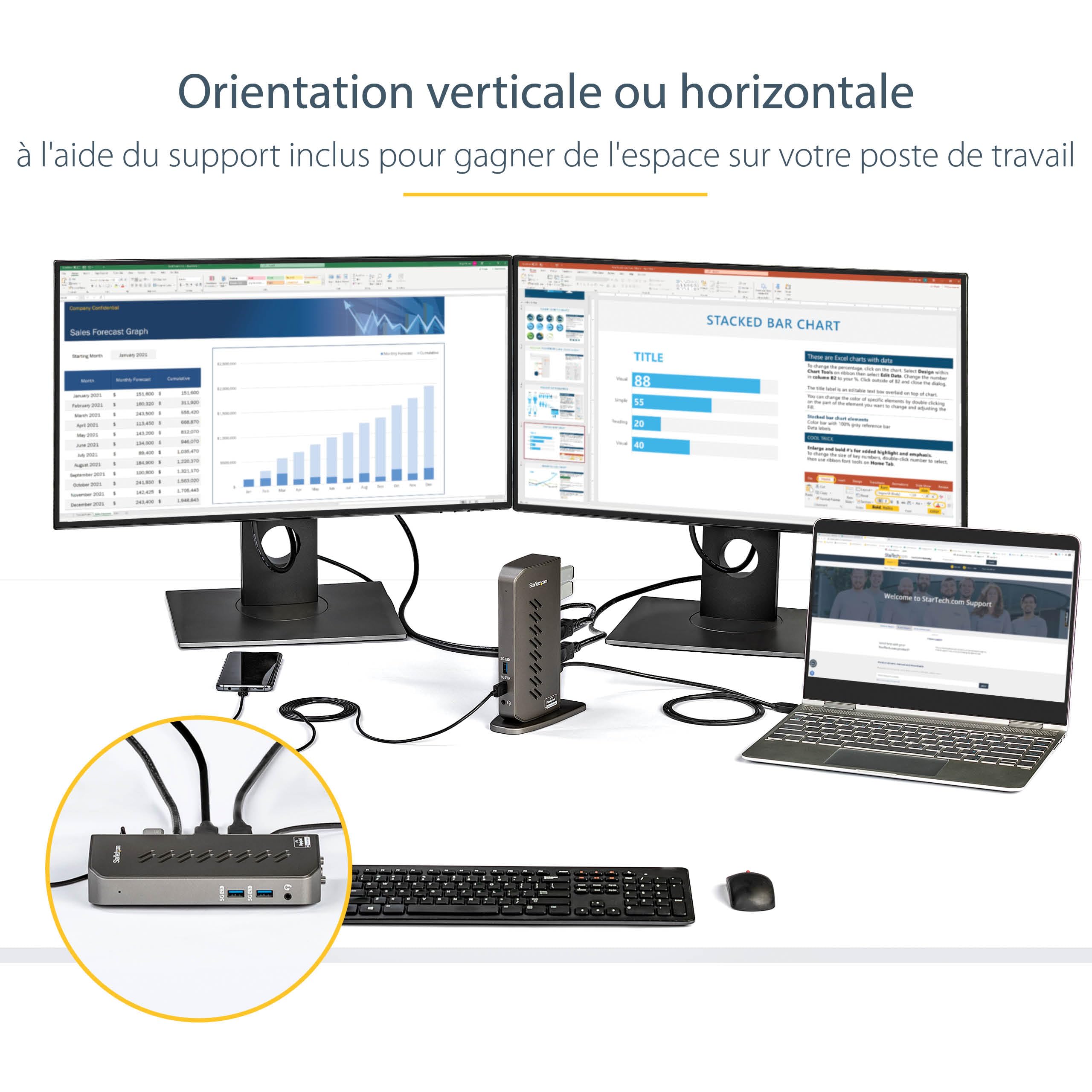 startech-com-st12mhdlan-station-d-accueil-hybride-usb-c-usb-a-double-4k-displayl image 3