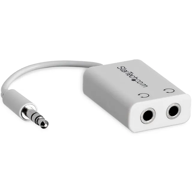 startech-com-muy1mffadpw-r-partiteur-audio-slim-3-5mm-m-le-vers-2x-femelle-blanc image 1