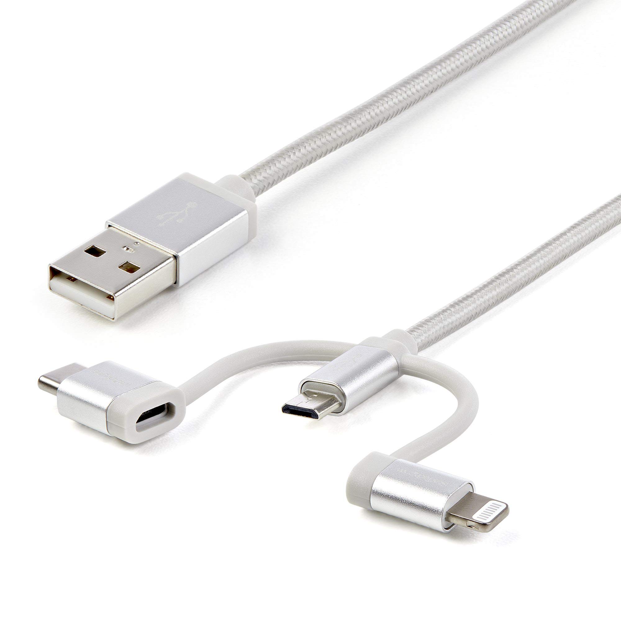 startech-com-ltcub1mgr-c-ble-3-en-1-usb-a-vers-lightning-usb-c-micro-usb-1m-arge image 1