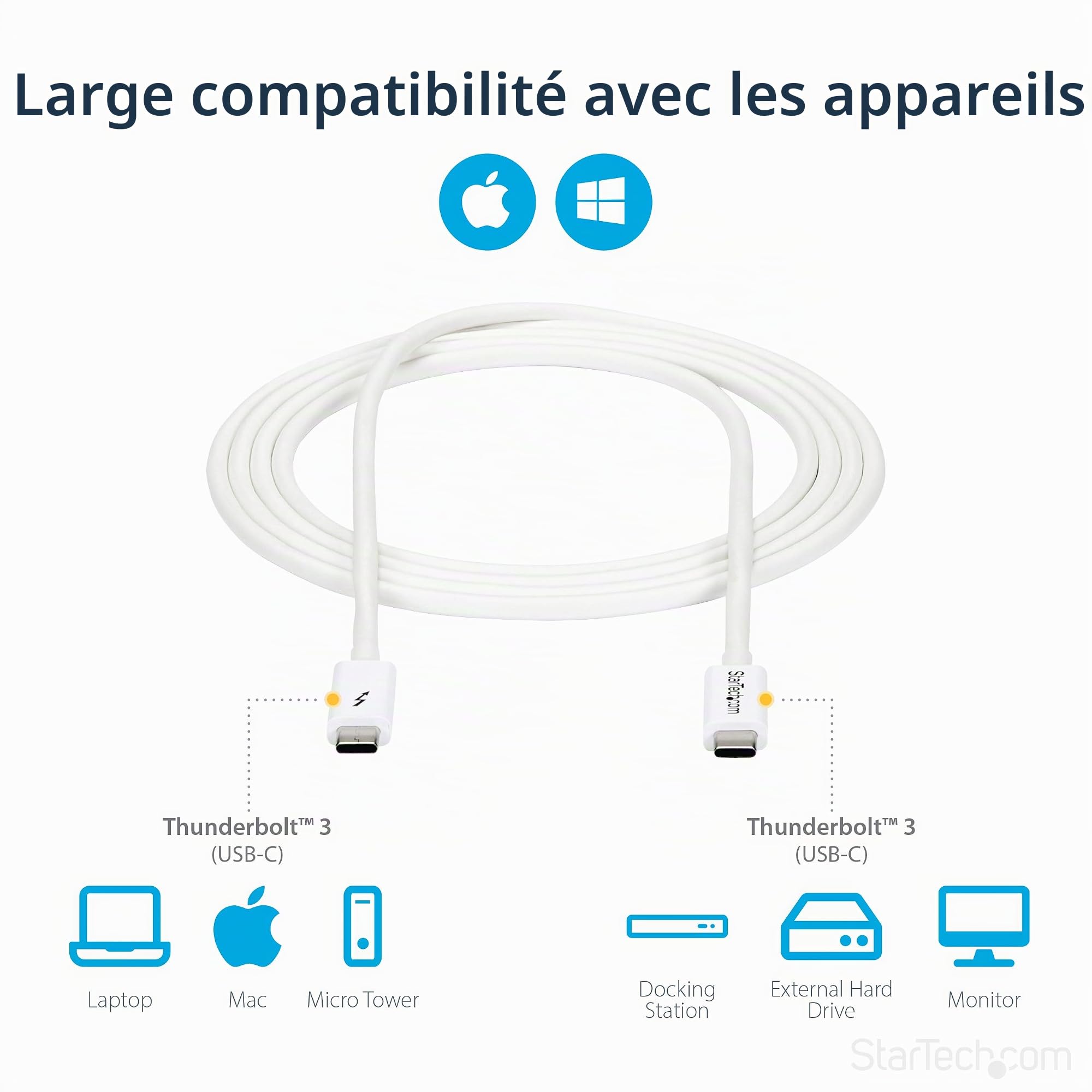 startech-com-c-ble-thunderbolt-3-passif-2-m-20-gbps-100w-pd-4k-usb-c-blanc image 5