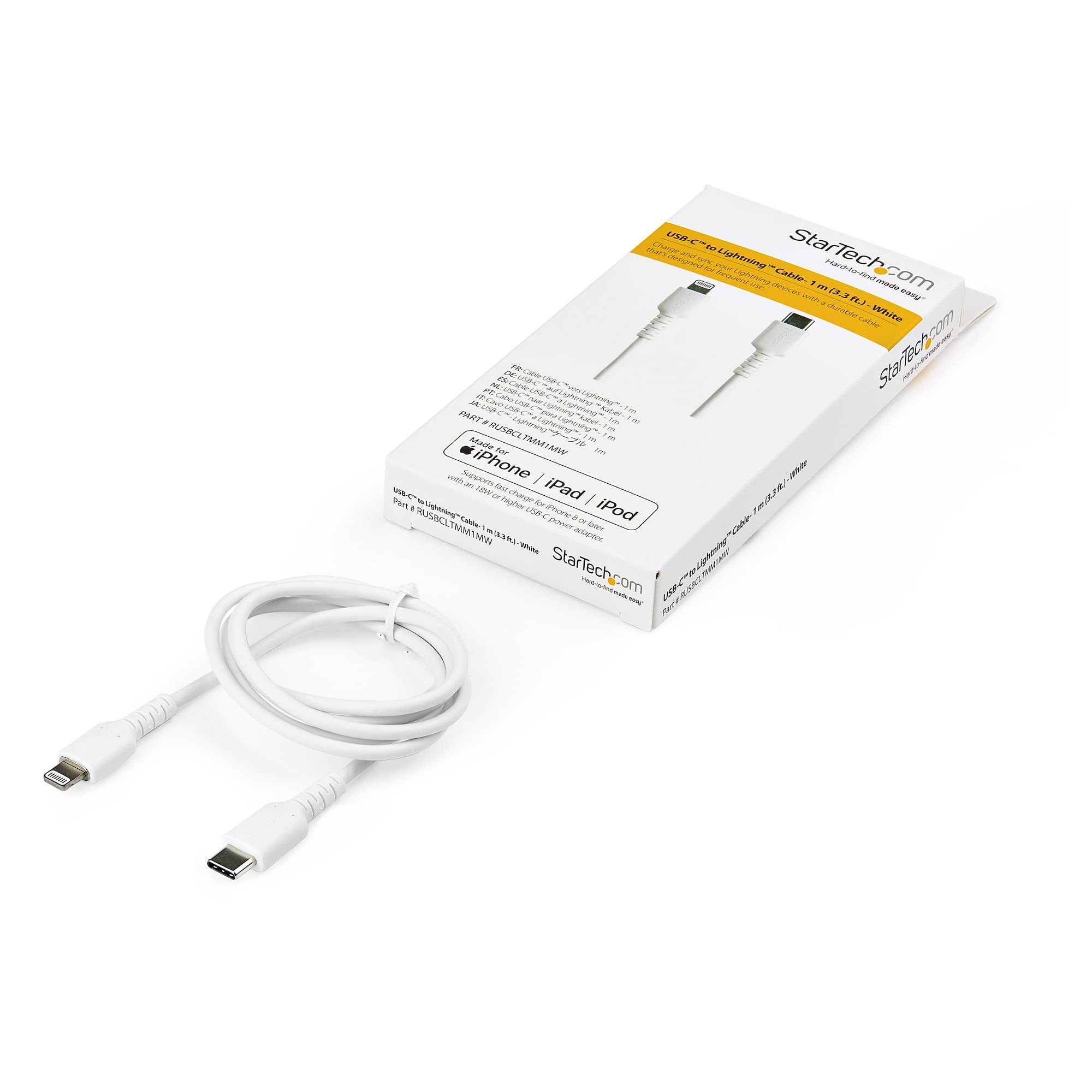 startech-com-rusbcltmm1mw-c-ble-usb-c-vers-lightning-blanc-robuste-1-m-mfi image 5