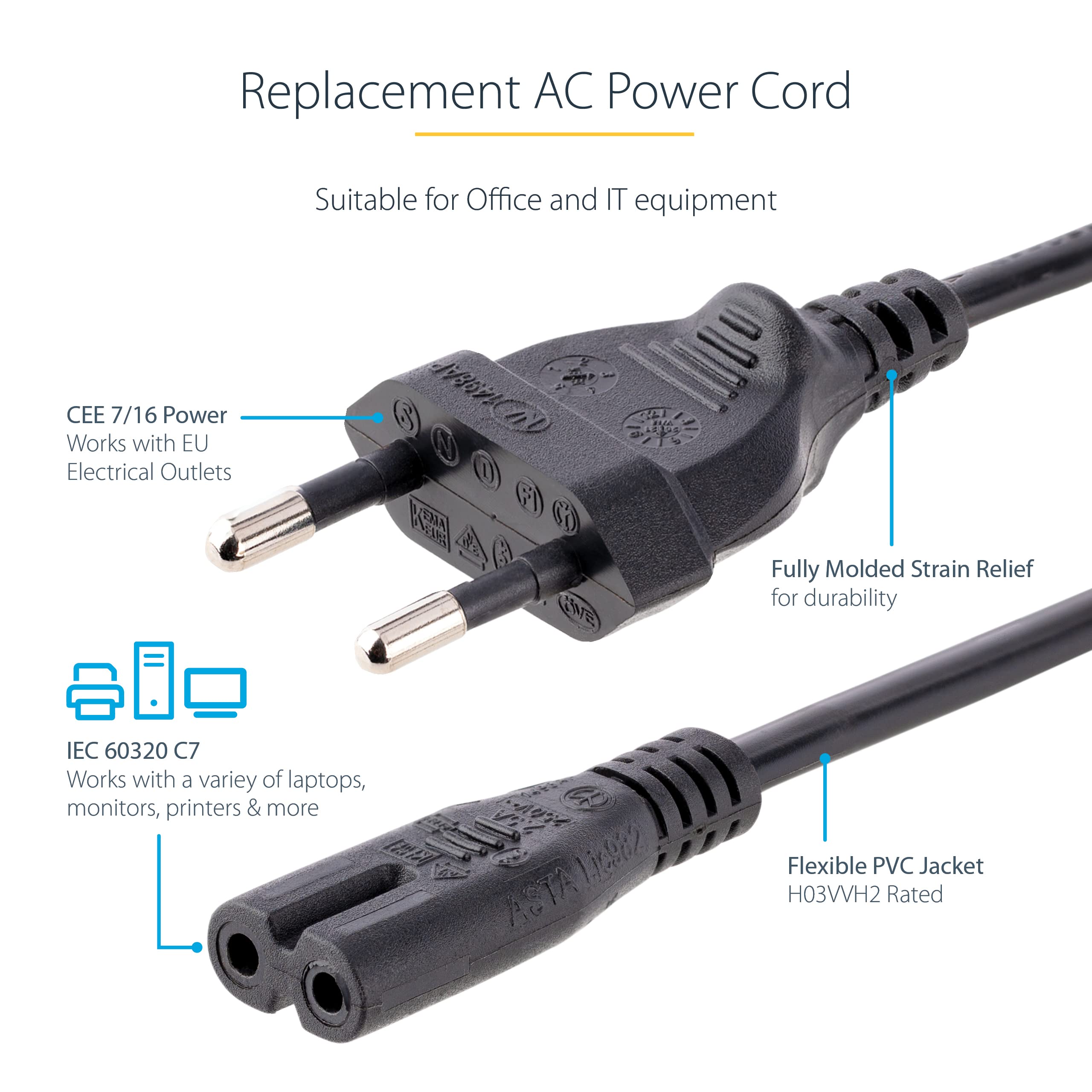 startech-com-cordon-alimentation-portable-1-m-ue-vers-c7-pxtnb2seu1m image 2