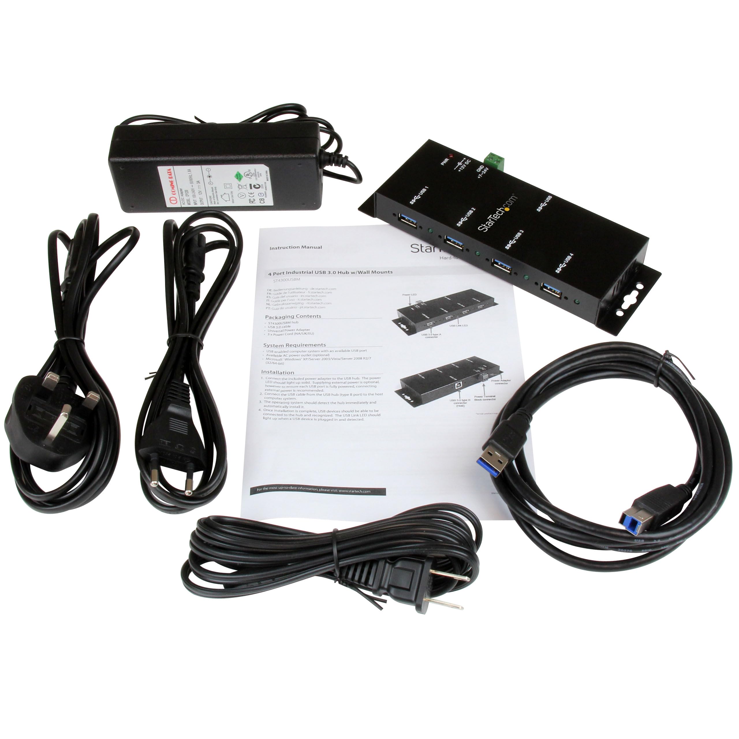 startech-com-st4300usbm-hub-industriel-usb-3-0-4-ports-m-tal-montable image 6