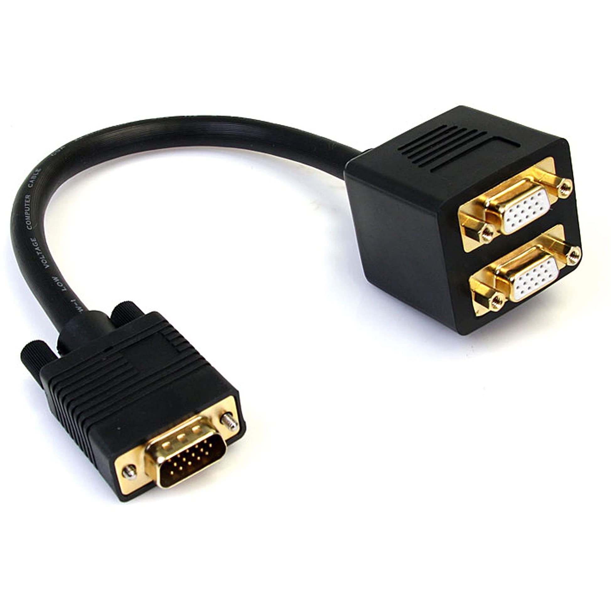 startech-com-vgaspl1vv-r-partiteur-vga-30cm-1x-m-vers-2x-f-noir image 1