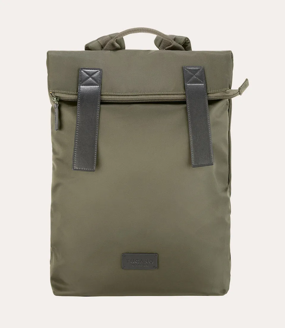 tucano-fold-backpack-sac-dos-nylon-recycl-et-cuir-15-6-macbook-16 image 1