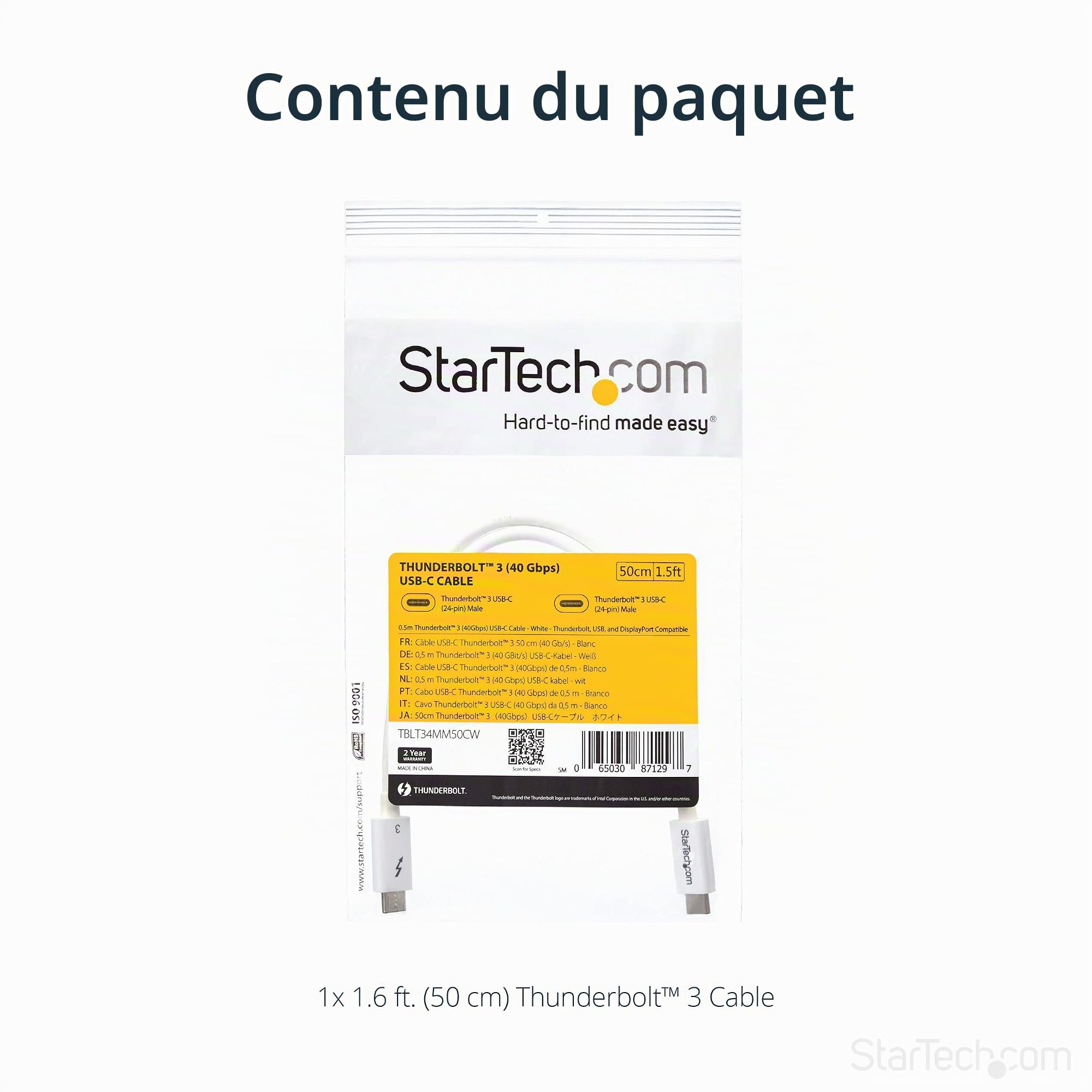 startech-com-c-ble-thunderbolt-3-passif-0-5m-40gbps-100w-blanc image 6