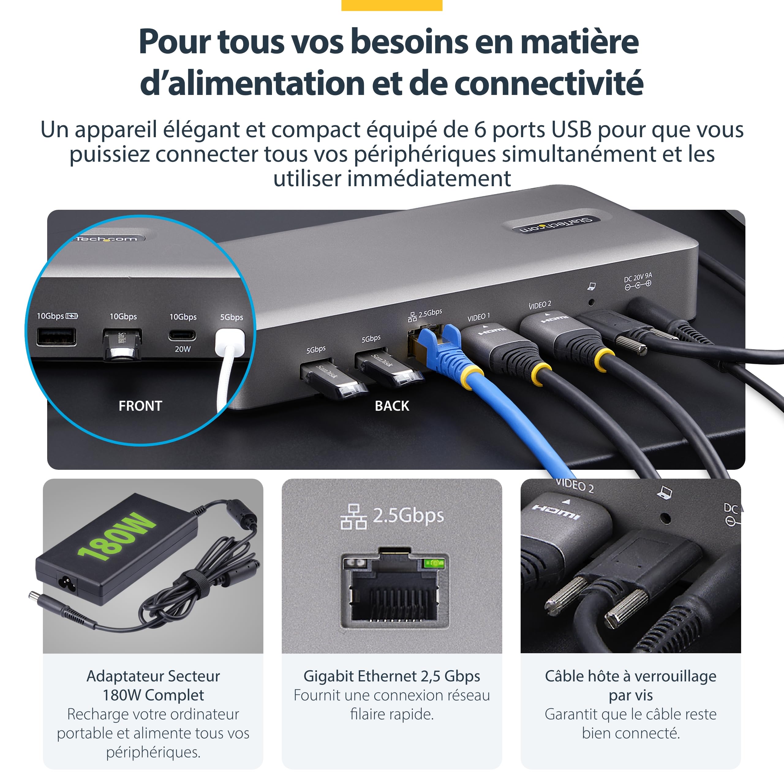 startech-com-dock-usb4-sans-pilote-double-hdmi-2-1-4k-120hz-8k-100w-pd-2-5-gbe image 6