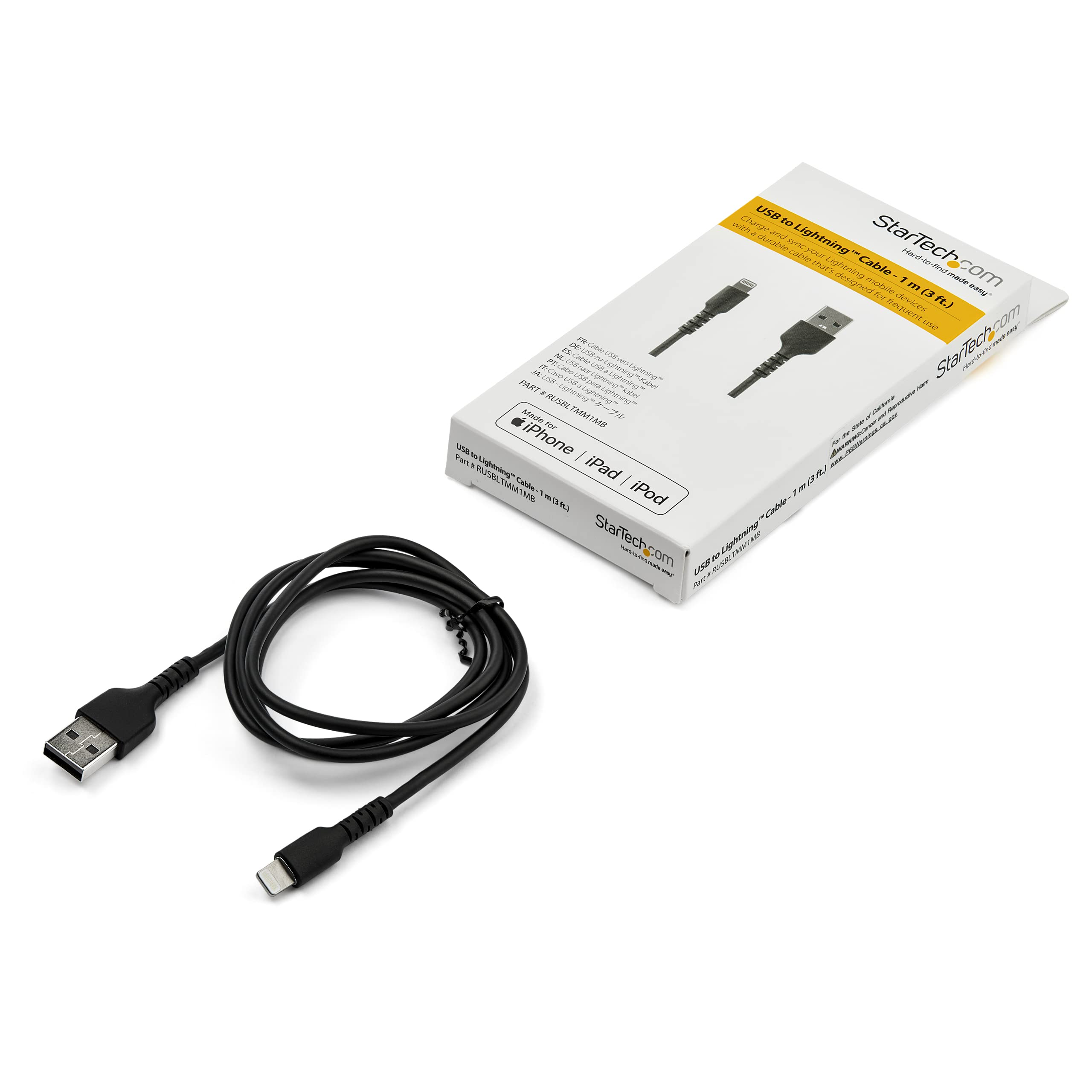 startech-com-c-ble-lightning-vers-usb-renforc-1-m-certifi-apple-mfi-noir image 6