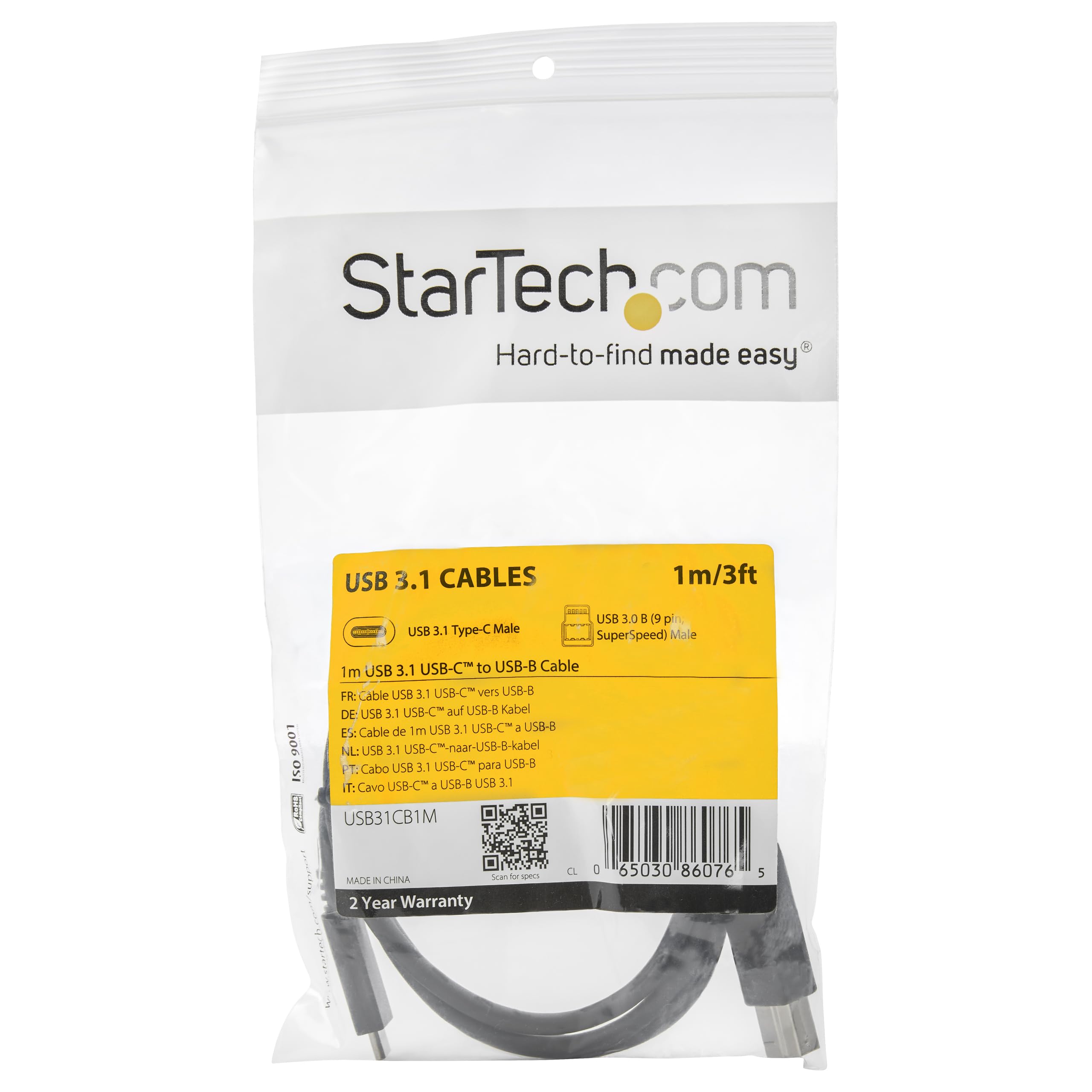 startech-com-c-ble-usb-c-vers-usb-b-1-m-10-gbps-usb-3-2-gen-2-usb31cb1m-noir image 5