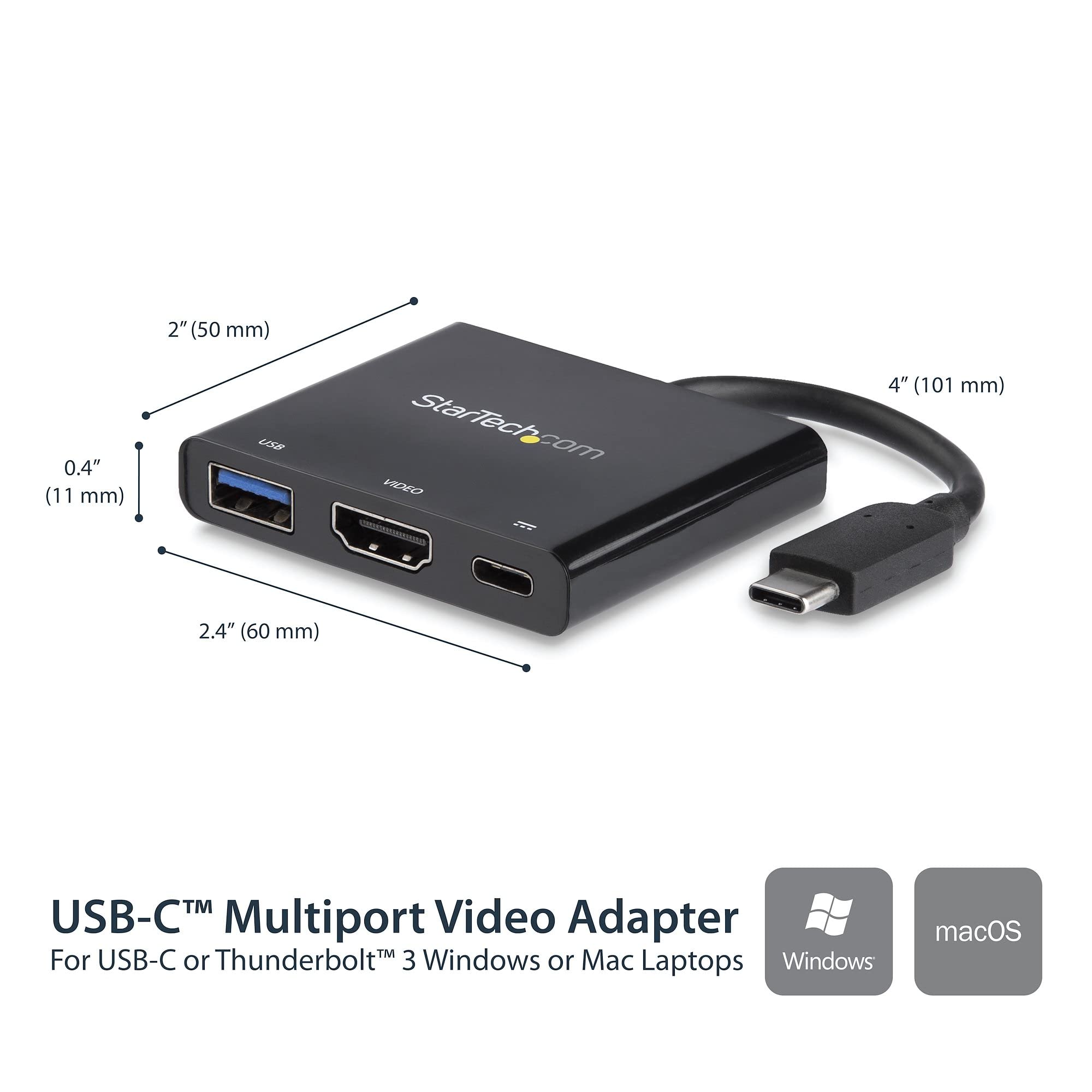 startech-com-adaptateur-usb-c-vers-hdmi-4k-30hz-avec-usb-3-0-et-60w-pd image 2