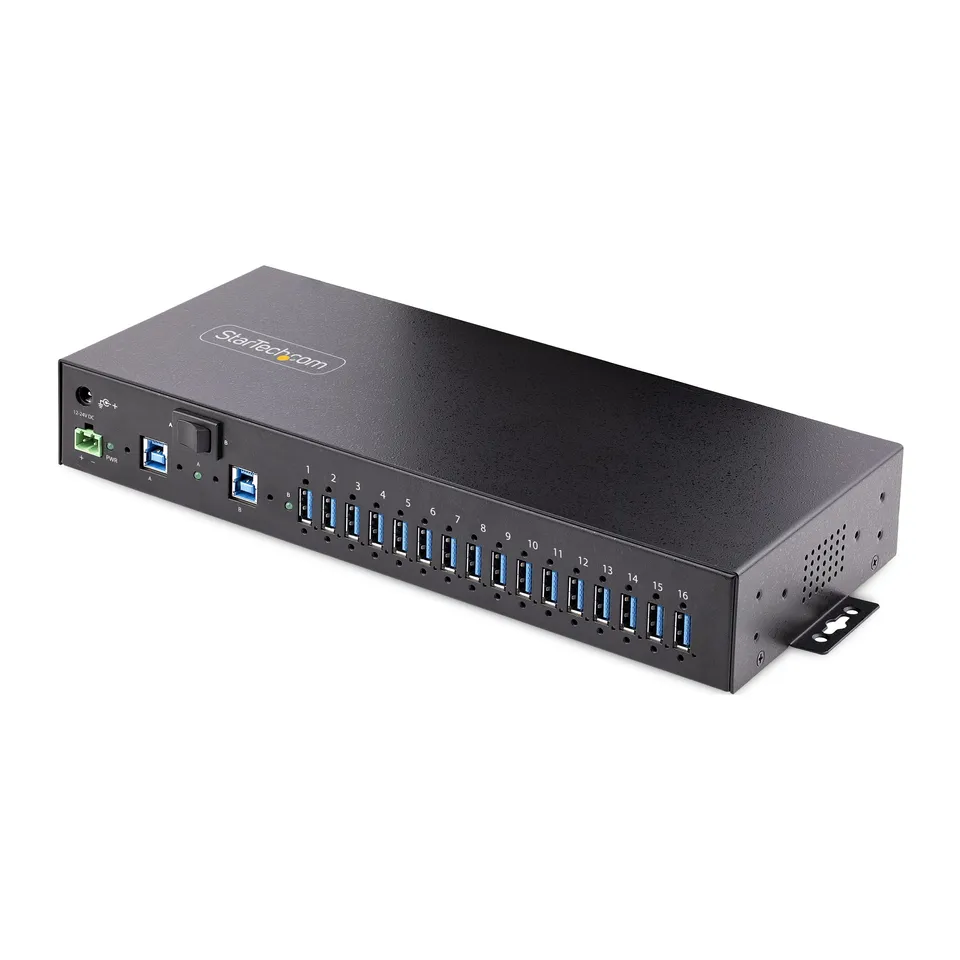 startech-com-hub-industriel-usb-3-0-16-ports-5gbps-esd-m-tal-5g16ainds-usb-a-hub image 1