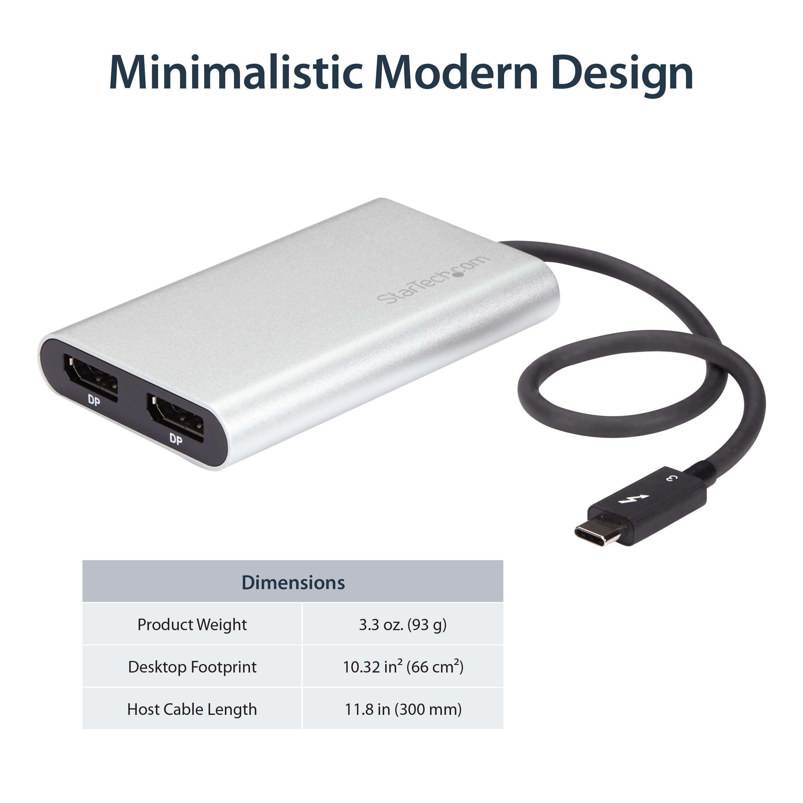 startech-com-tb32dp2t-adaptateur-thunderbolt-3-vers-double-displayport-4k-60hz image 5