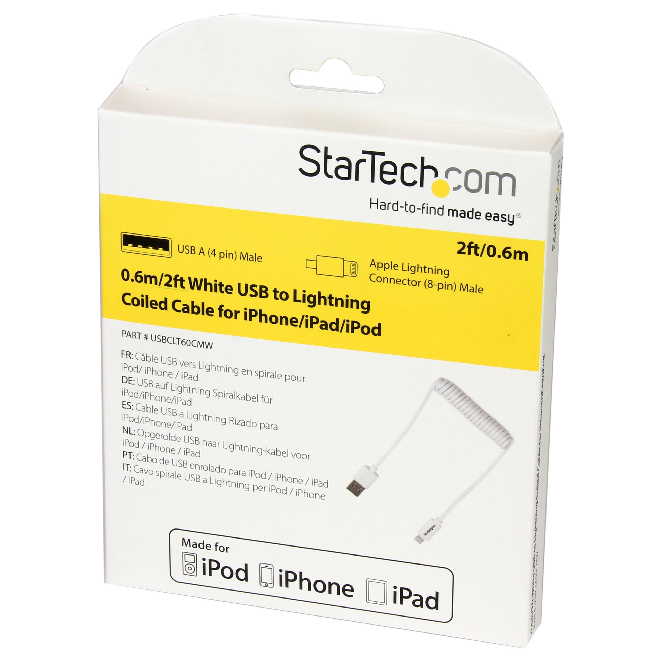 startech-com-usbclt60cmw-c-ble-lightning-vers-usb-spiral-60cm-blanc image 5