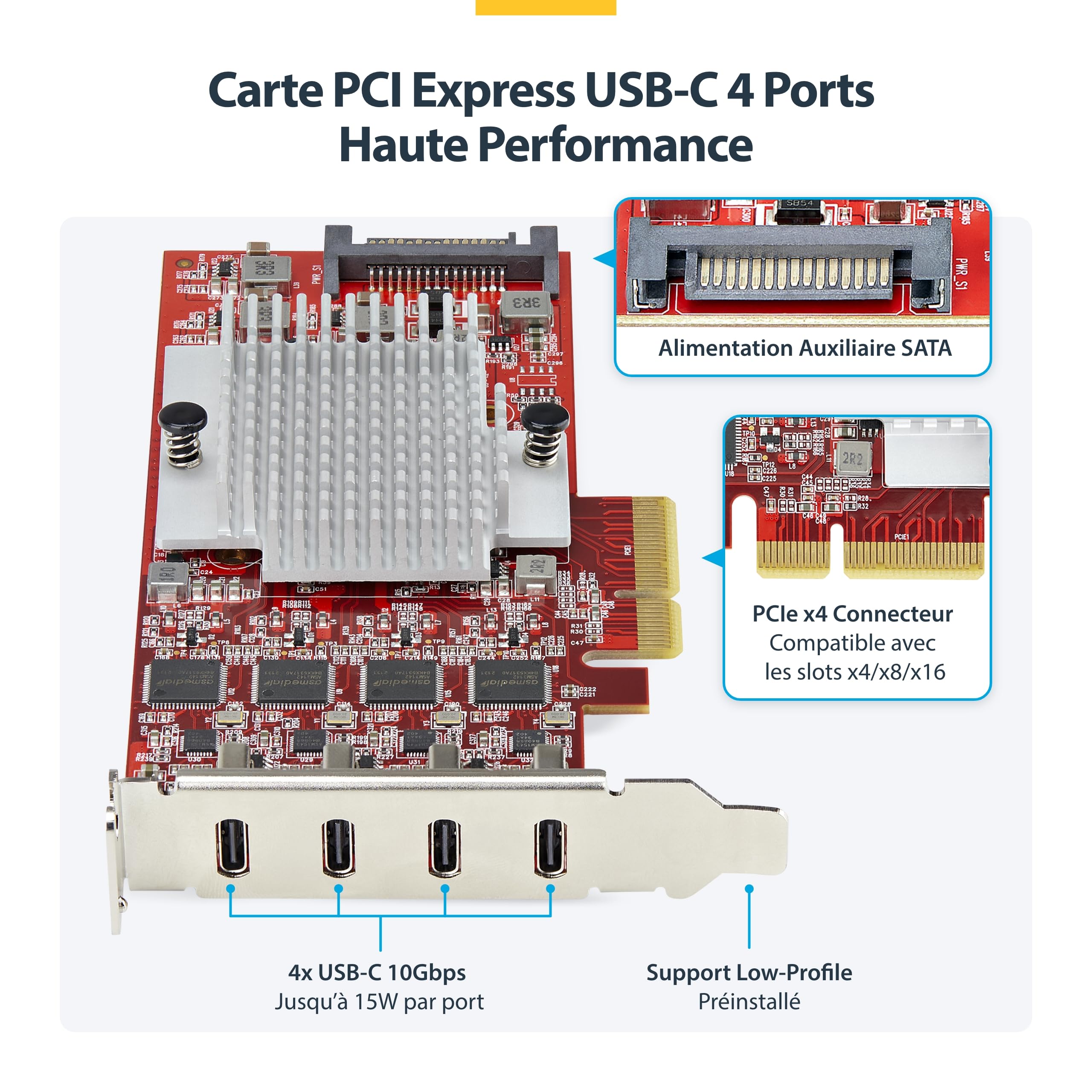startech-com-carte-pcie-4-ports-usb-c-10gbps-usb-3-2-gen-2-p10q4c-usb-card-lp image 4