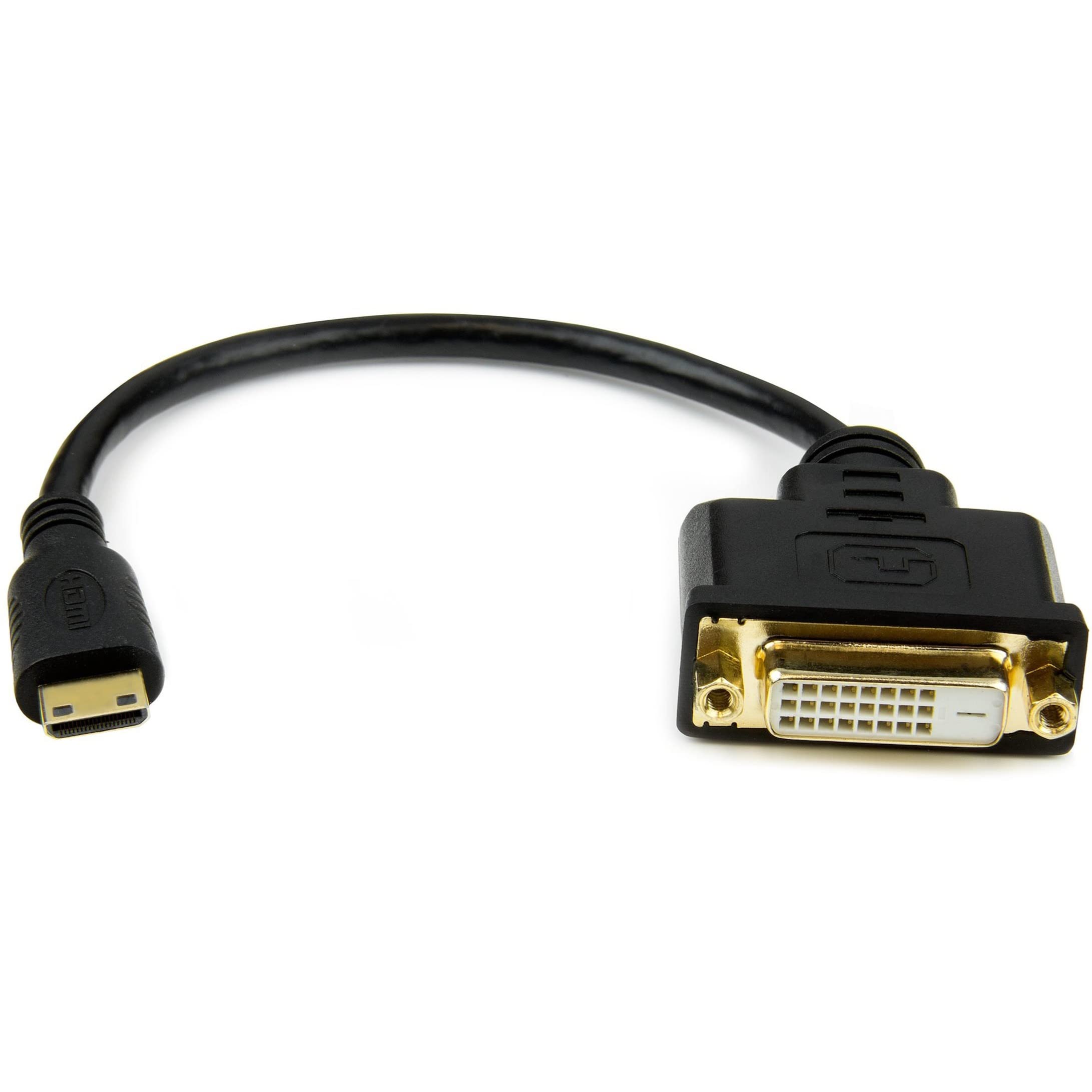 startech-com-hdcdvimf8in-adaptateur-c-ble-mini-hdmi-vers-dvi-d-20-cm-noir-m-f image 1