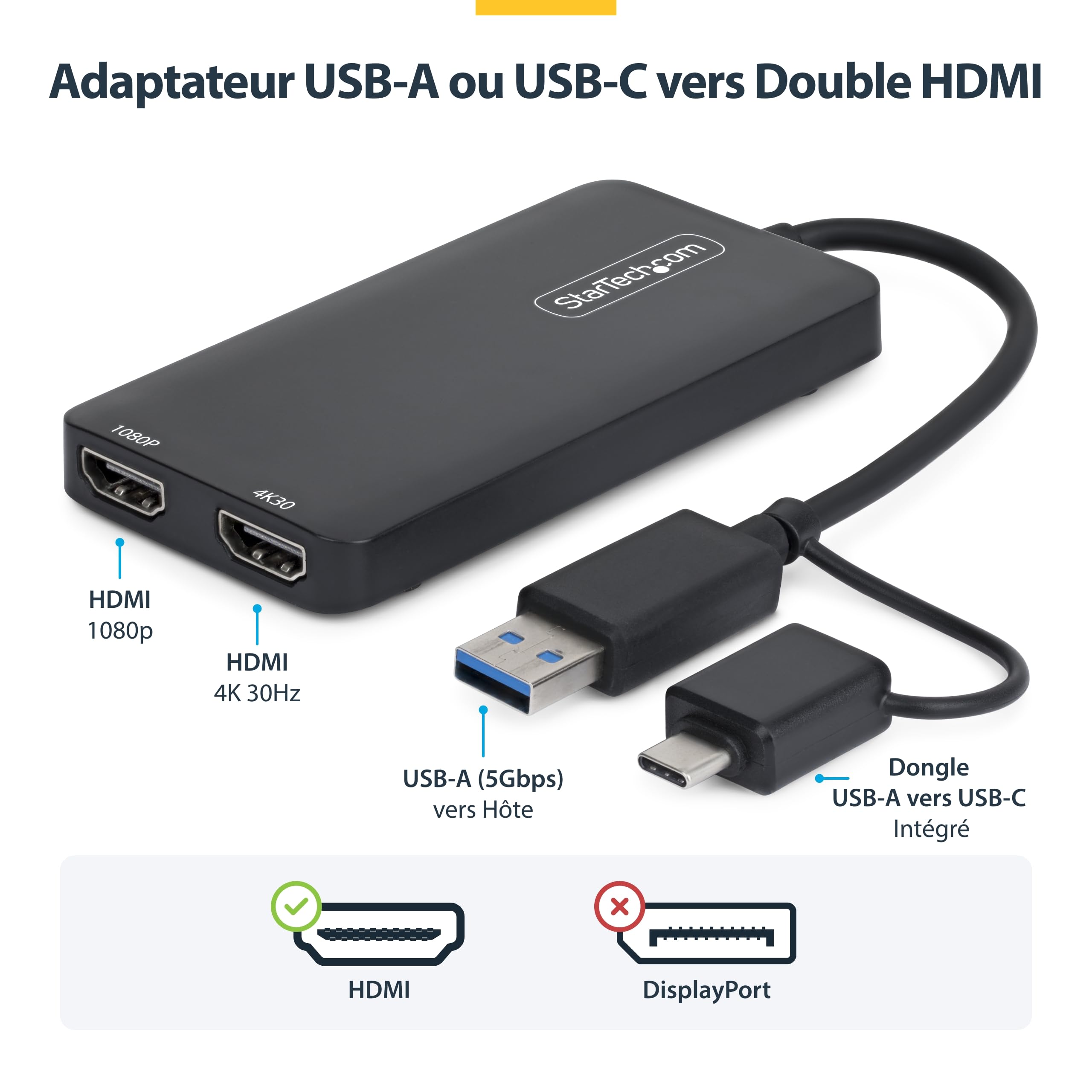 startech-com-adaptateur-usb-a-usb-c-vers-double-hdmi-4k30-1080p-mac-windows-chro image 2