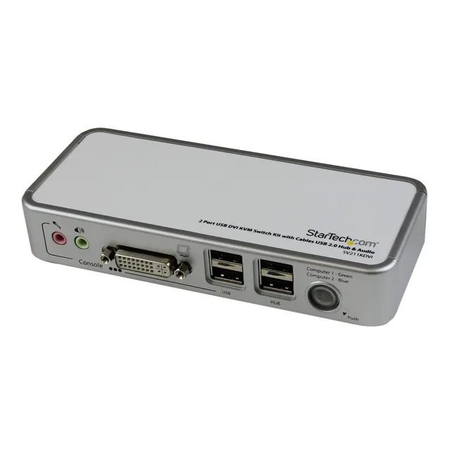 startech-com-sv211kdvieu-commutateur-kvm-dvi-usb-2-ports-avec-c-bles-blanc image 1