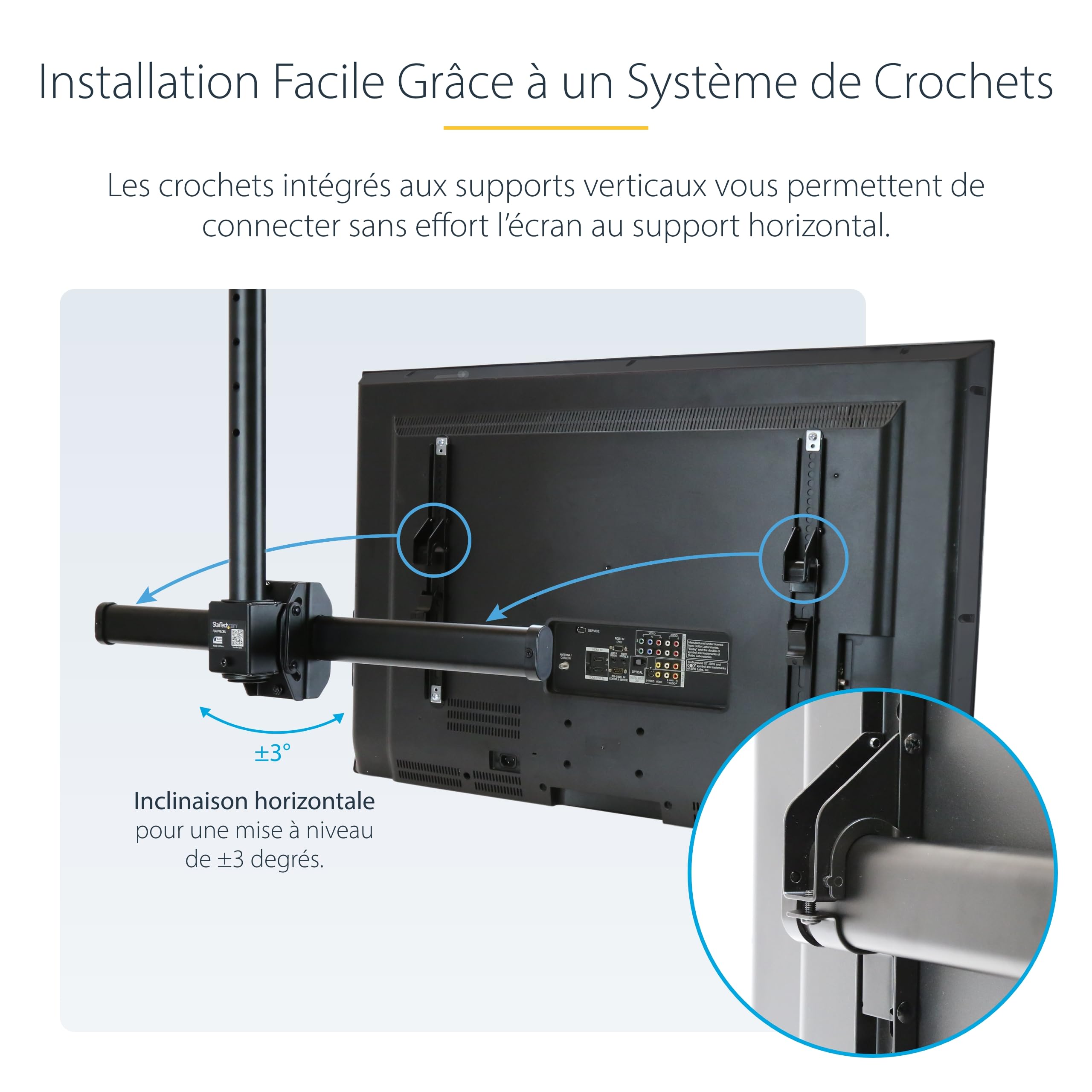 startech-com-fpceilptbsp-support-plafond-tv-32-75-pouces-acier-50-kg image 6