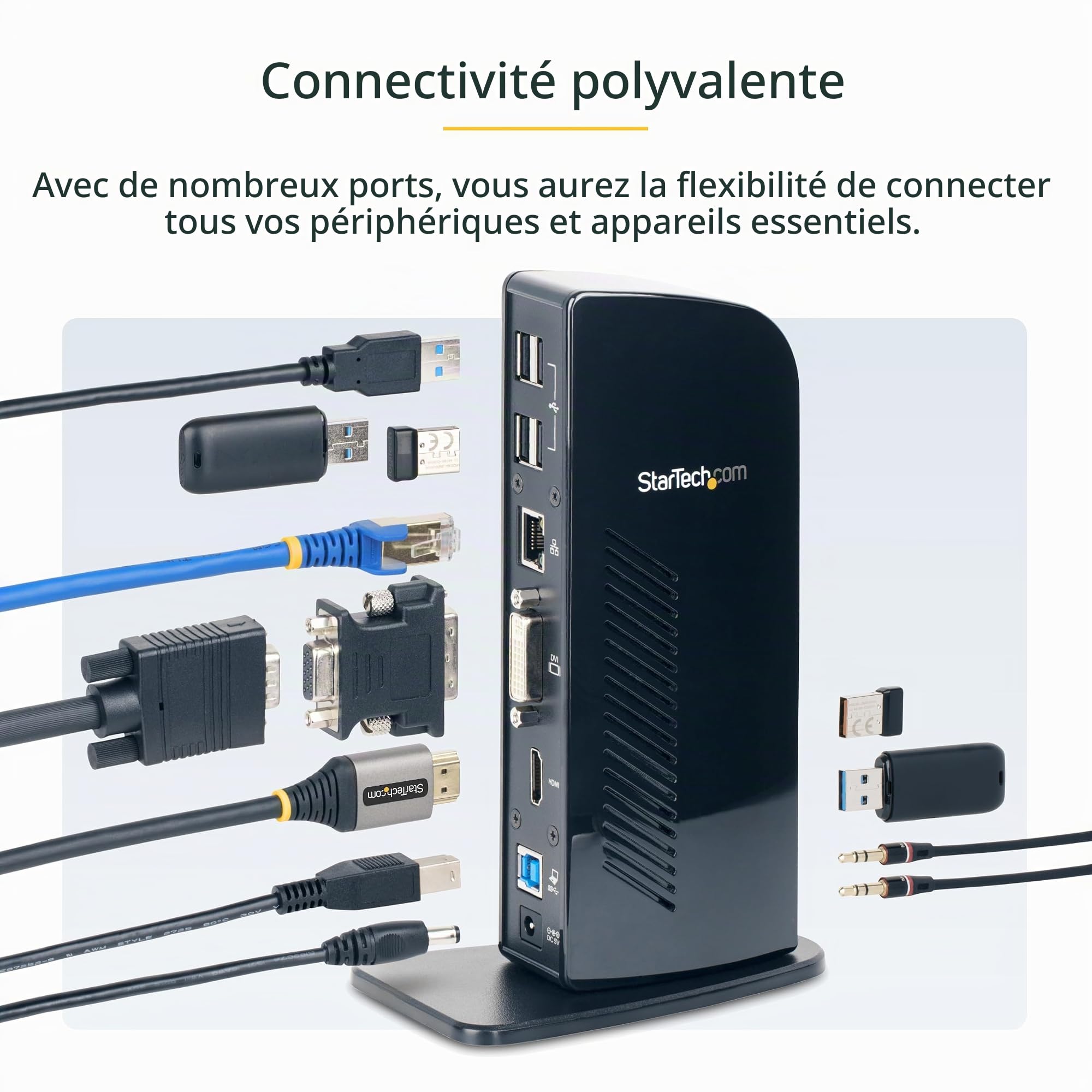 startech-com-station-d-accueil-usb-a-double-cran-hdmi-dvi-vga-6x-usb-gbe-audio image 4