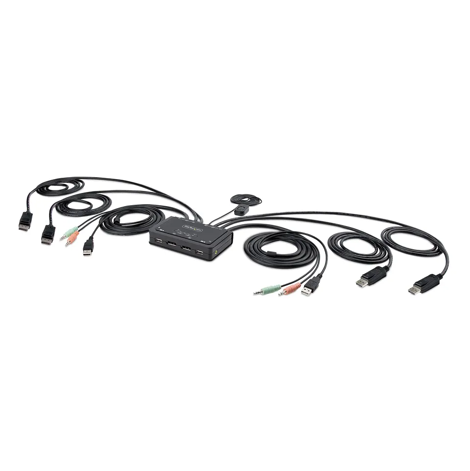 startech-com-switch-kvm-2-ports-double-displayport-4k-60hz-aliment-usb image 1