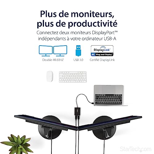 startech-adaptateur-usb-3-0-vers-double-displayport-4k-60hz-usb32dp24k60 image 8