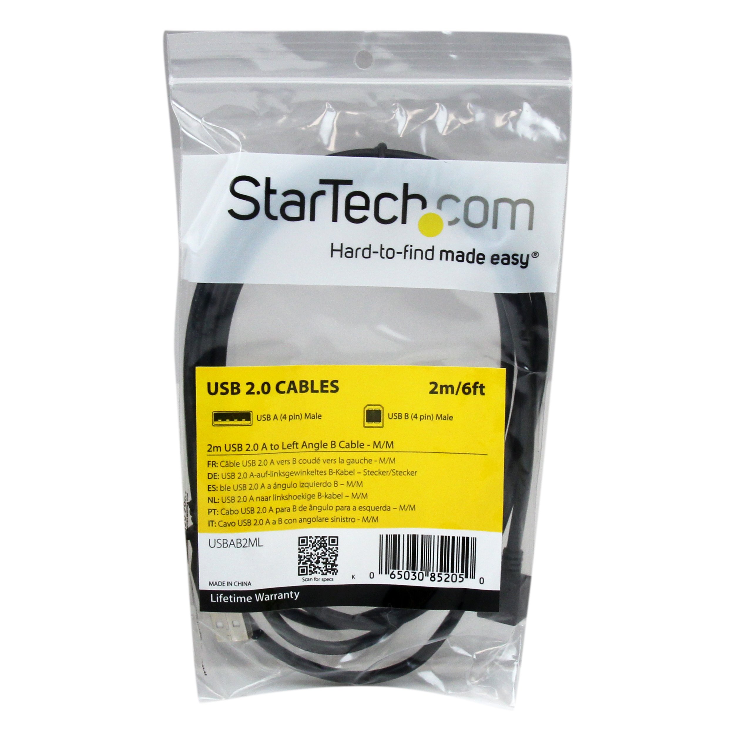 startech-com-usbab2ml-c-ble-usb-2-0-usb-a-vers-usb-b-coud-gauche-2m-noir image 6