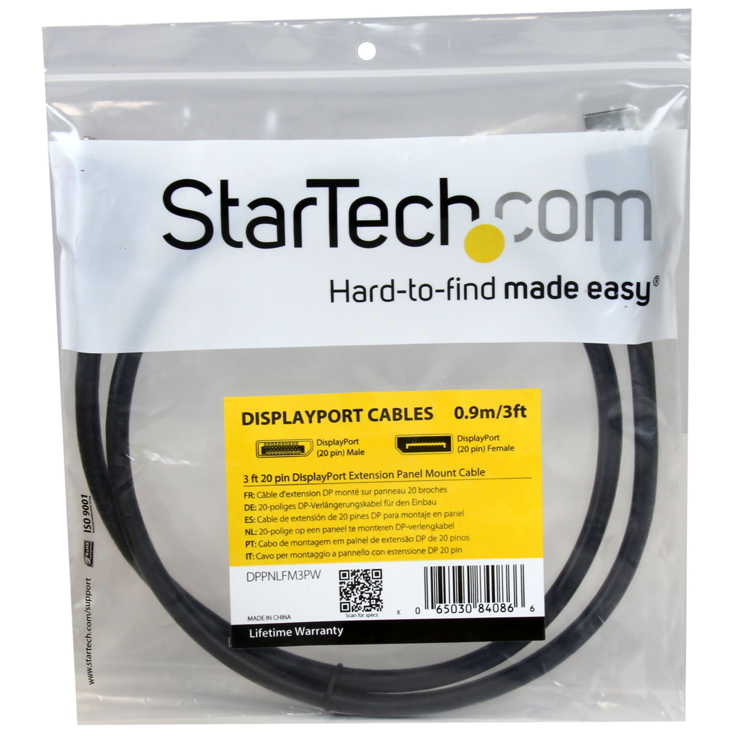 startech-com-c-ble-displayport-montage-panneau-1-m-4k-blanc-dp-m-f image 4