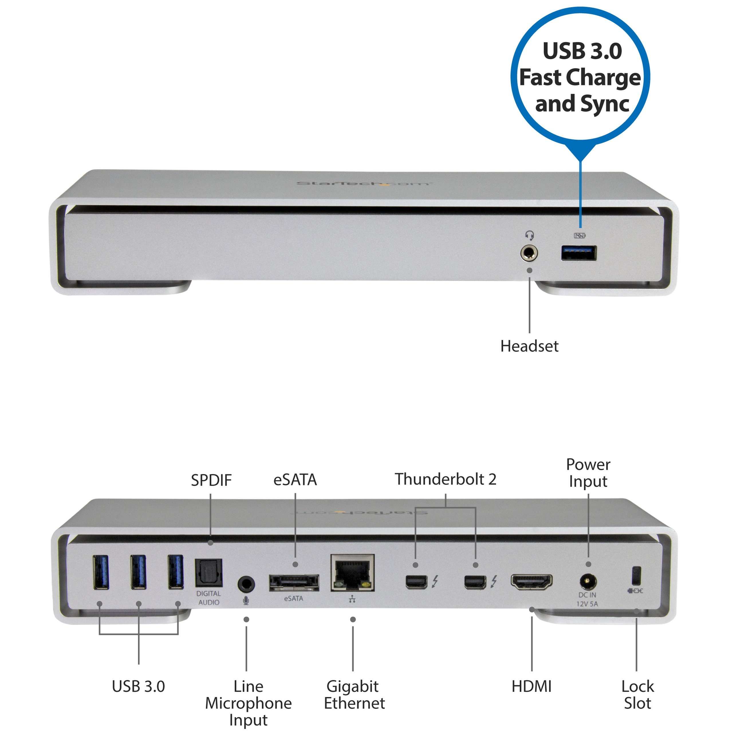 startech-com-tb2dock4kdhc-station-d-accueil-thunderbolt-2-4k-hdmi-mini-dp image 2