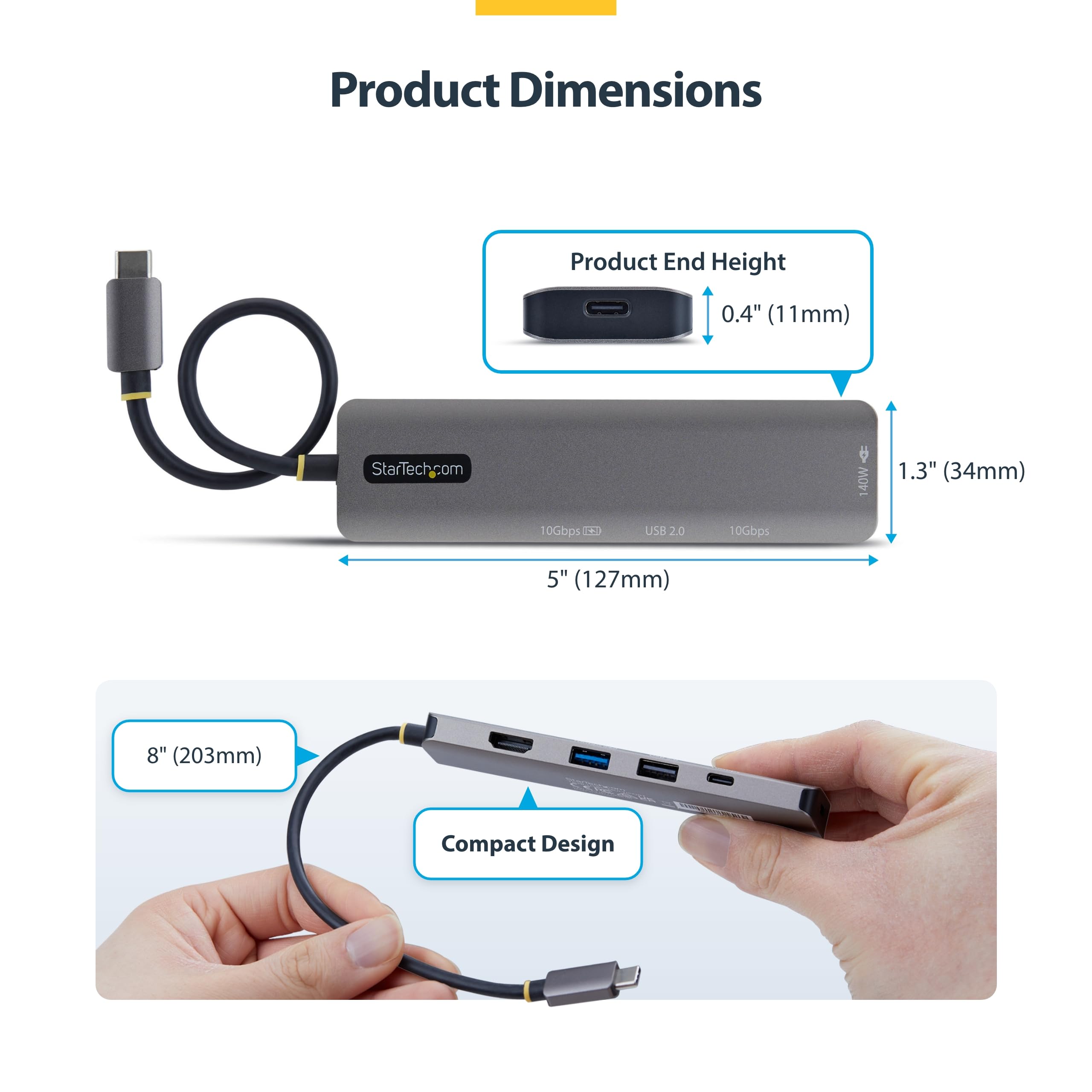 startech-com-hub-usb-c-5-en-1-vers-hdmi-4k-60hz-140w-pd-usb-a-c-10-gbps image 5