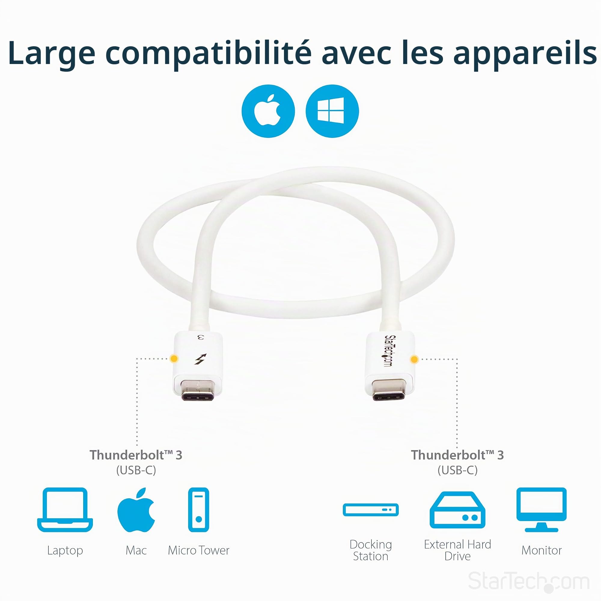 startech-com-c-ble-thunderbolt-3-passif-0-5m-40gbps-100w-blanc image 5
