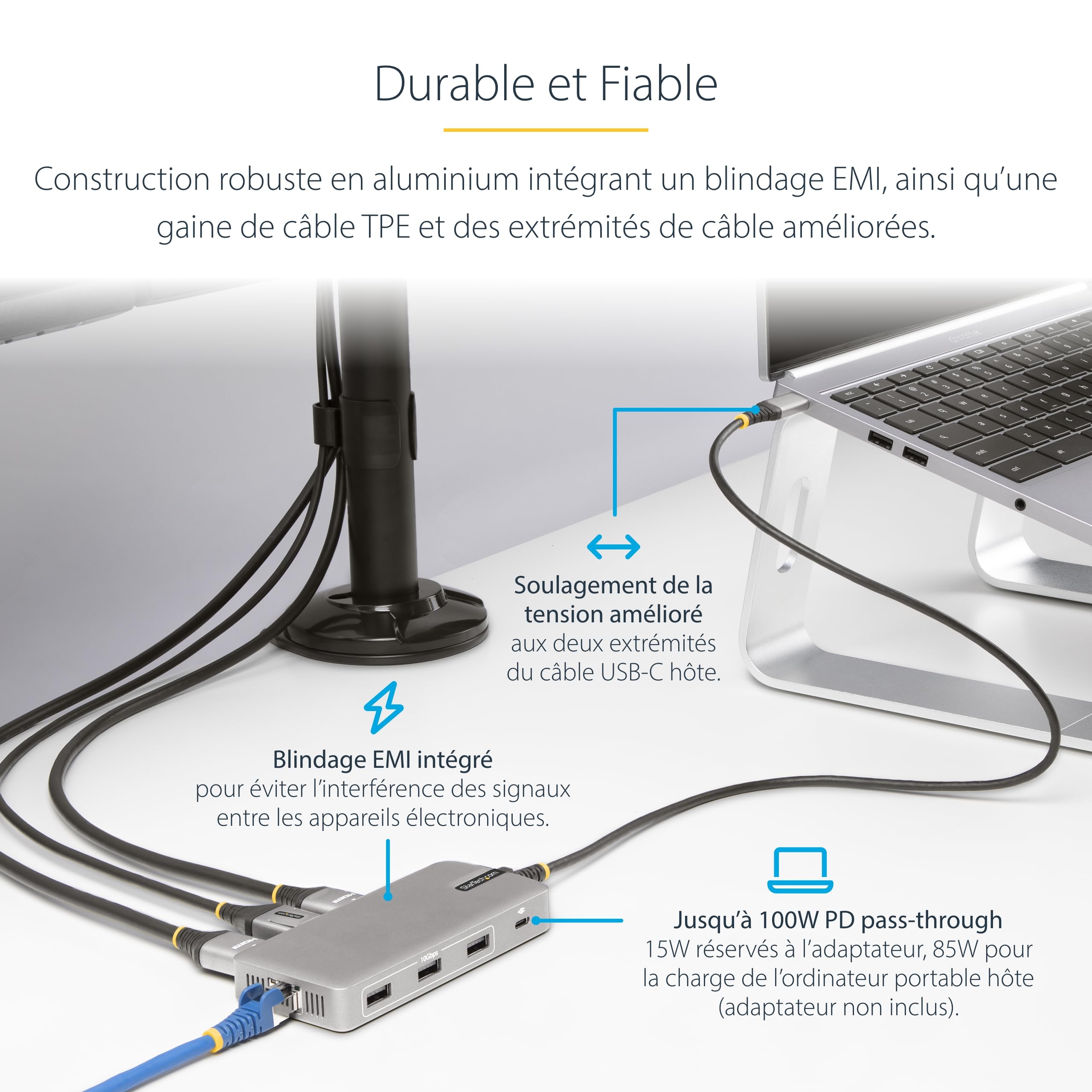 startech-com-station-d-accueil-usb-c-triple-4k-hdmi-displayport-100w-gbe image 6