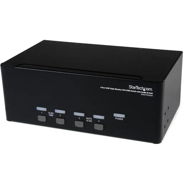 startech-com-switch-kvm-dvi-triple-cran-4-ports-avec-audio-et-hub-usb-2-0 image 1