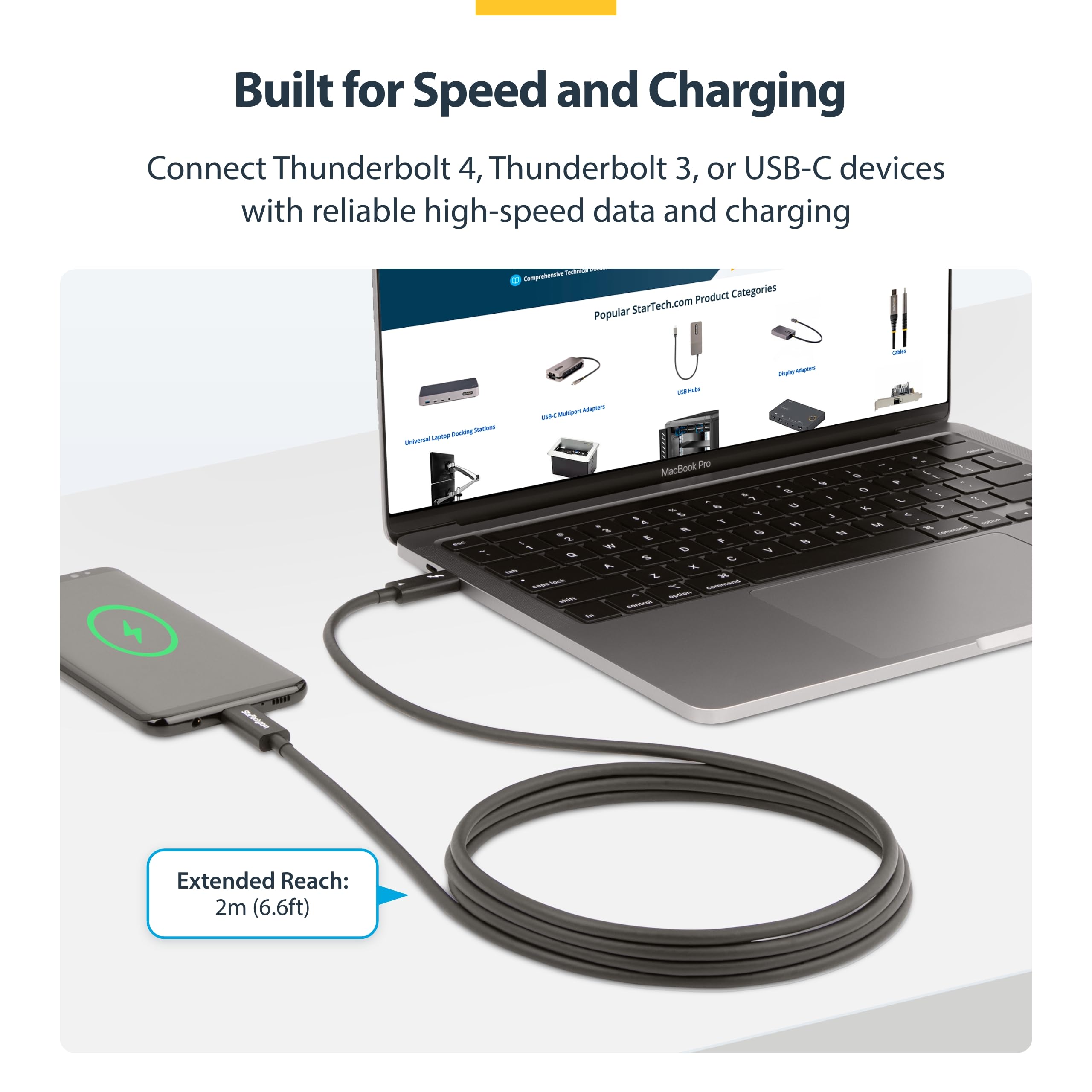 startech-com-c-ble-thunderbolt-4-actif-2m-usb-c-40gbps-100w-pd-8k-noir image 5