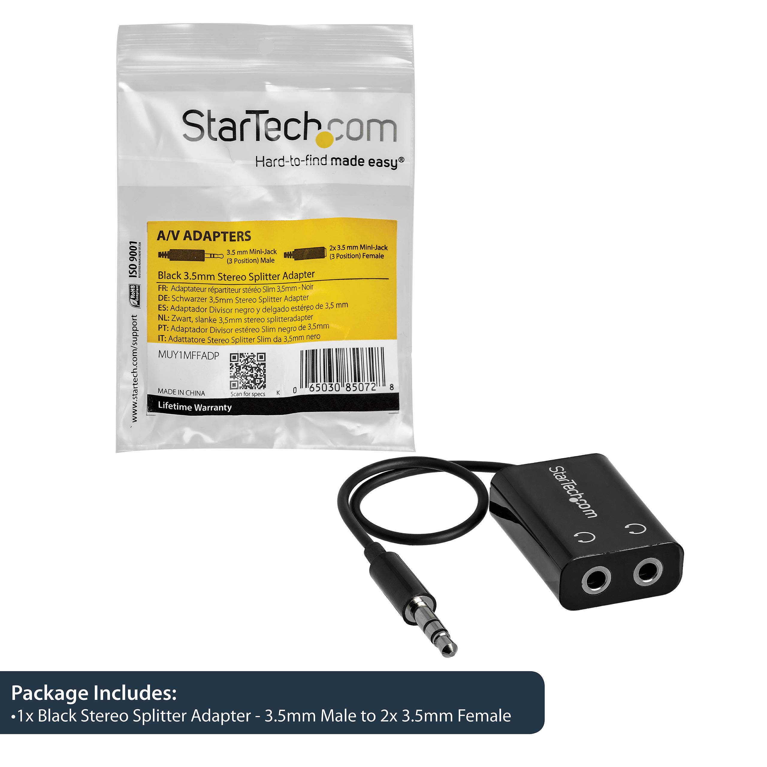 startech-com-r-partiteur-audio-slim-3-5-mm-m-le-vers-2x-femelle-noir-muy1mffadp image 5